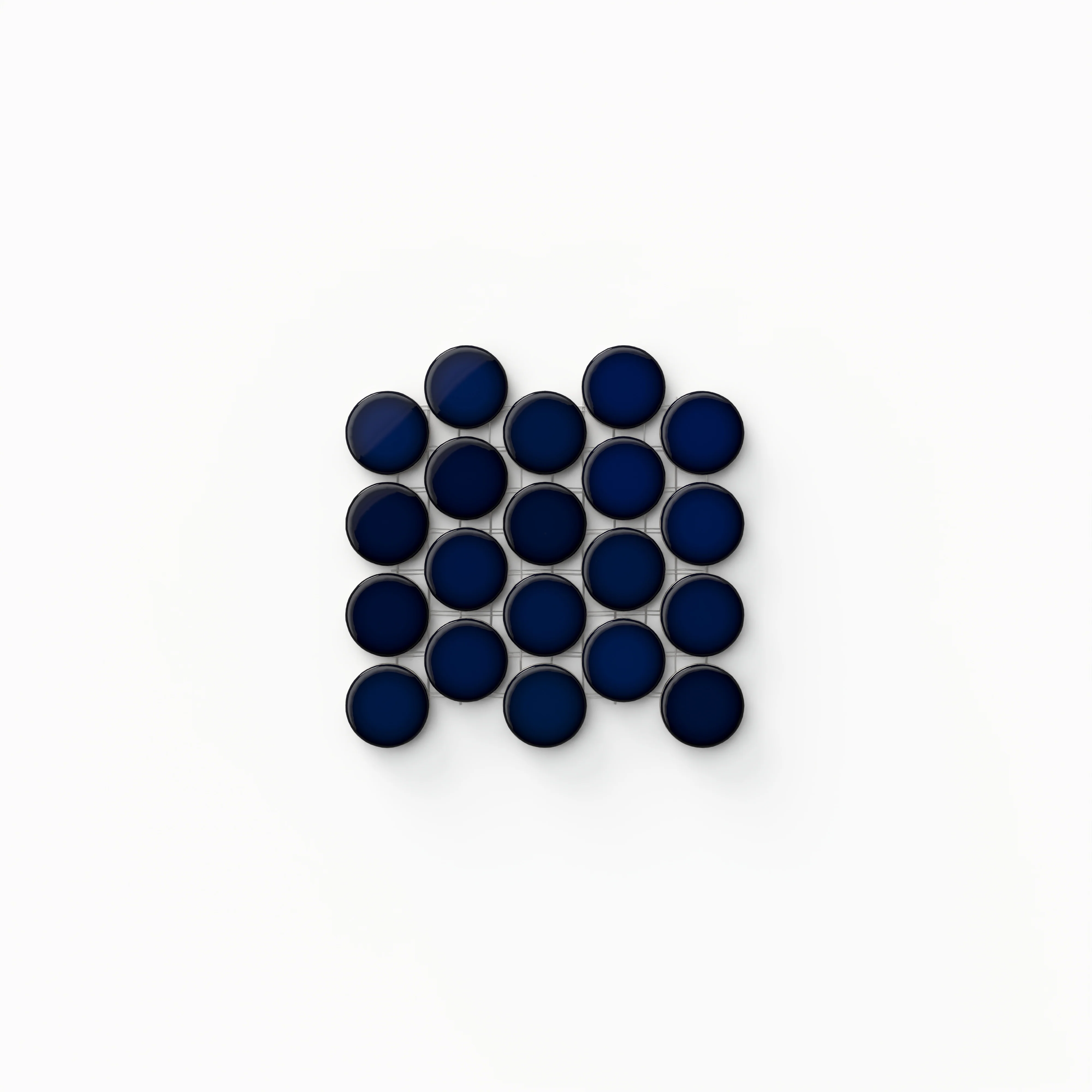 Ollie 4 x 3 Glossy Round Penny Mosaic in Blue Sample