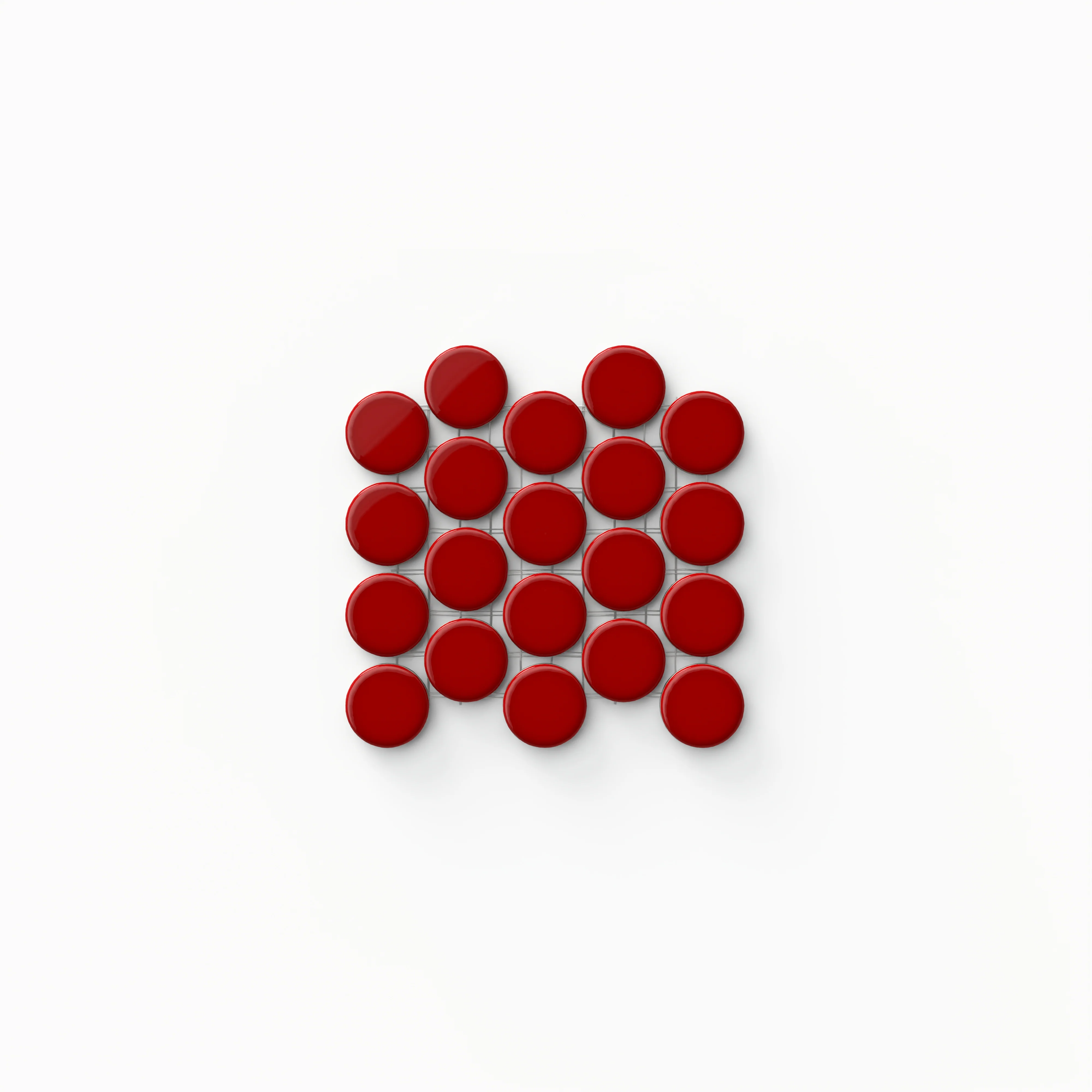 Ollie 4 x 3 Glossy Round Penny Mosaic in Red Sample