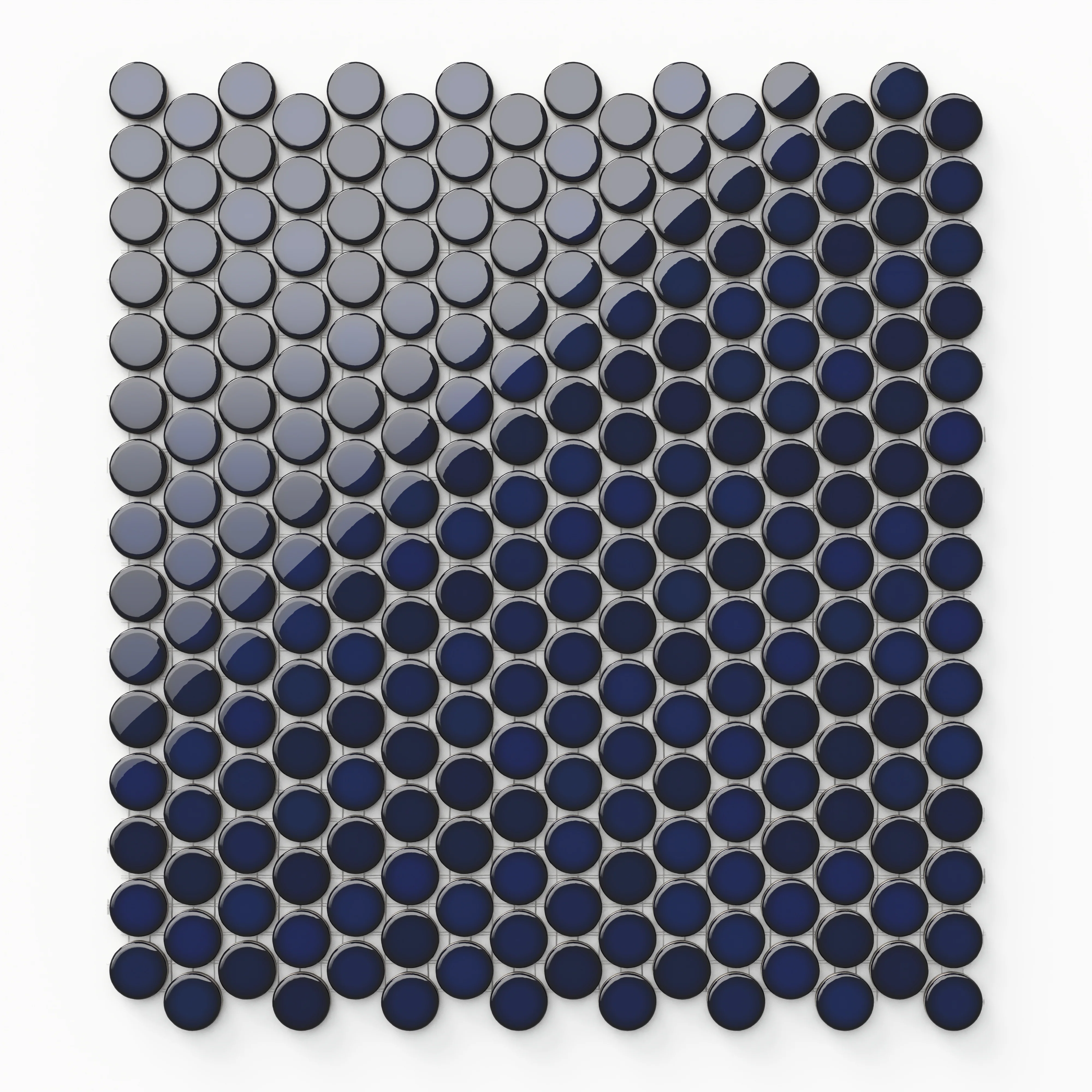 Ollie 12 x 12 Glossy Porcelain Penny Round Mosaic Tile in Blue