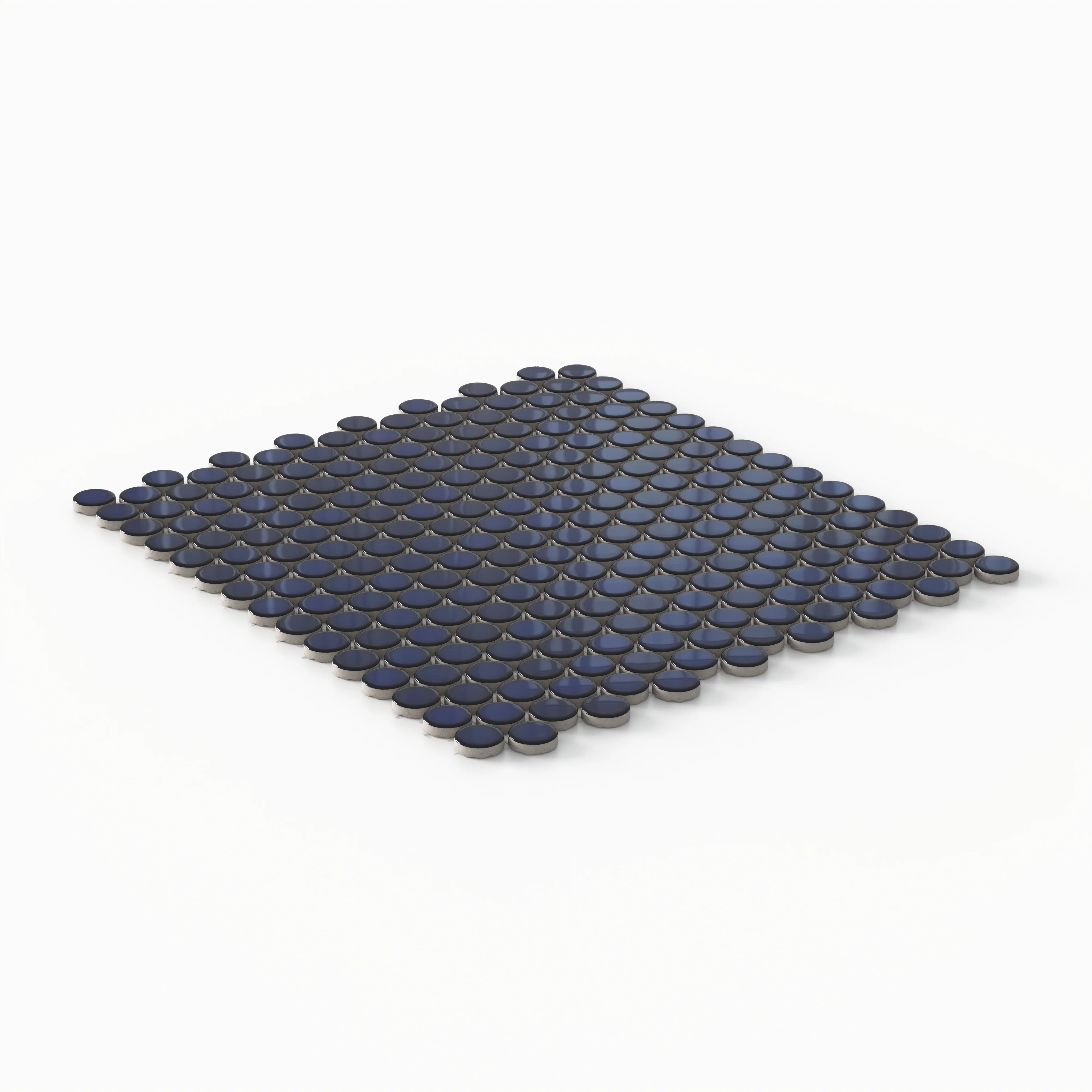 Ollie 12 x 12 Glossy Porcelain Penny Round Mosaic Tile in Blue - Image 2