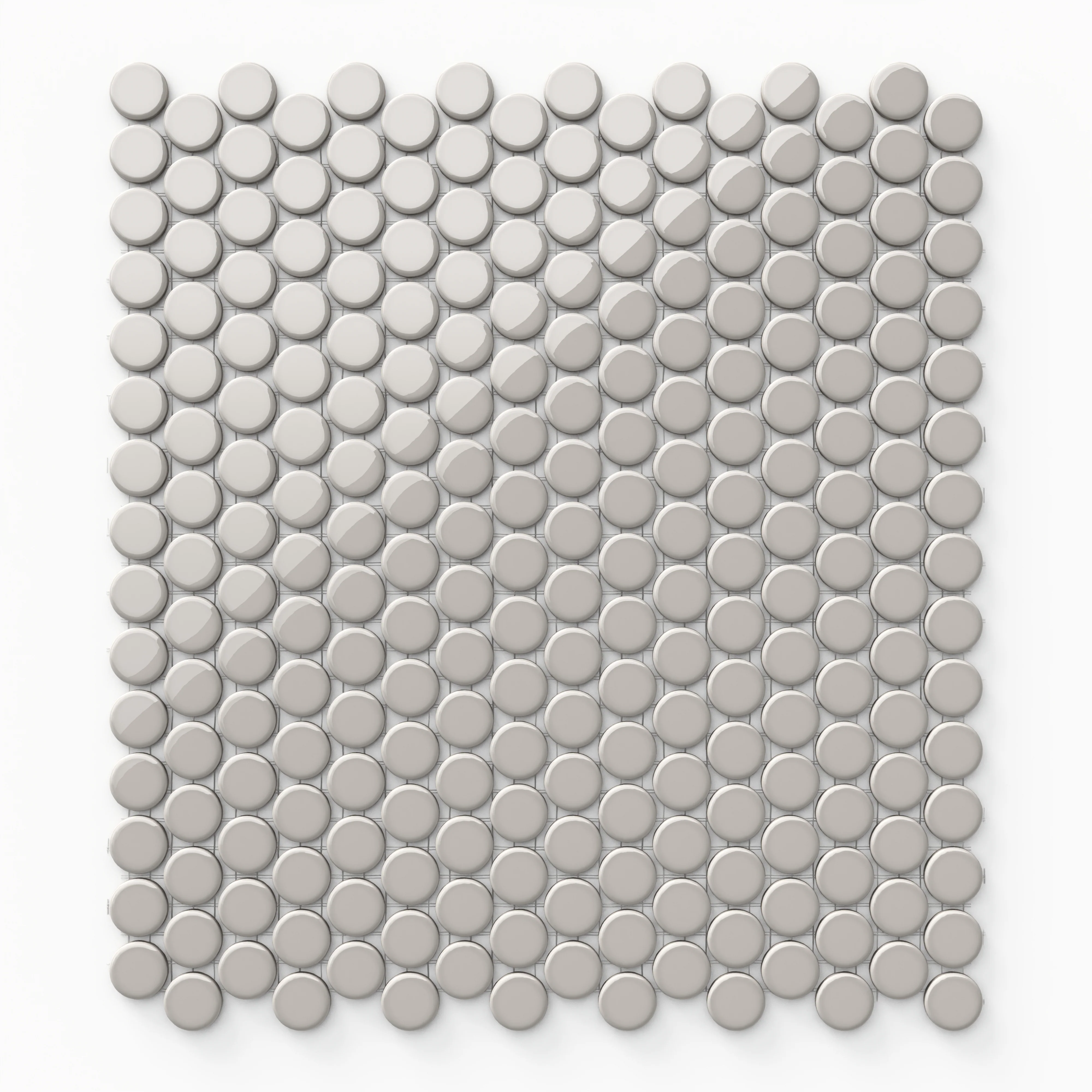Ollie 12 x 12 Glossy Porcelain Penny Round Mosaic Tile in Grey