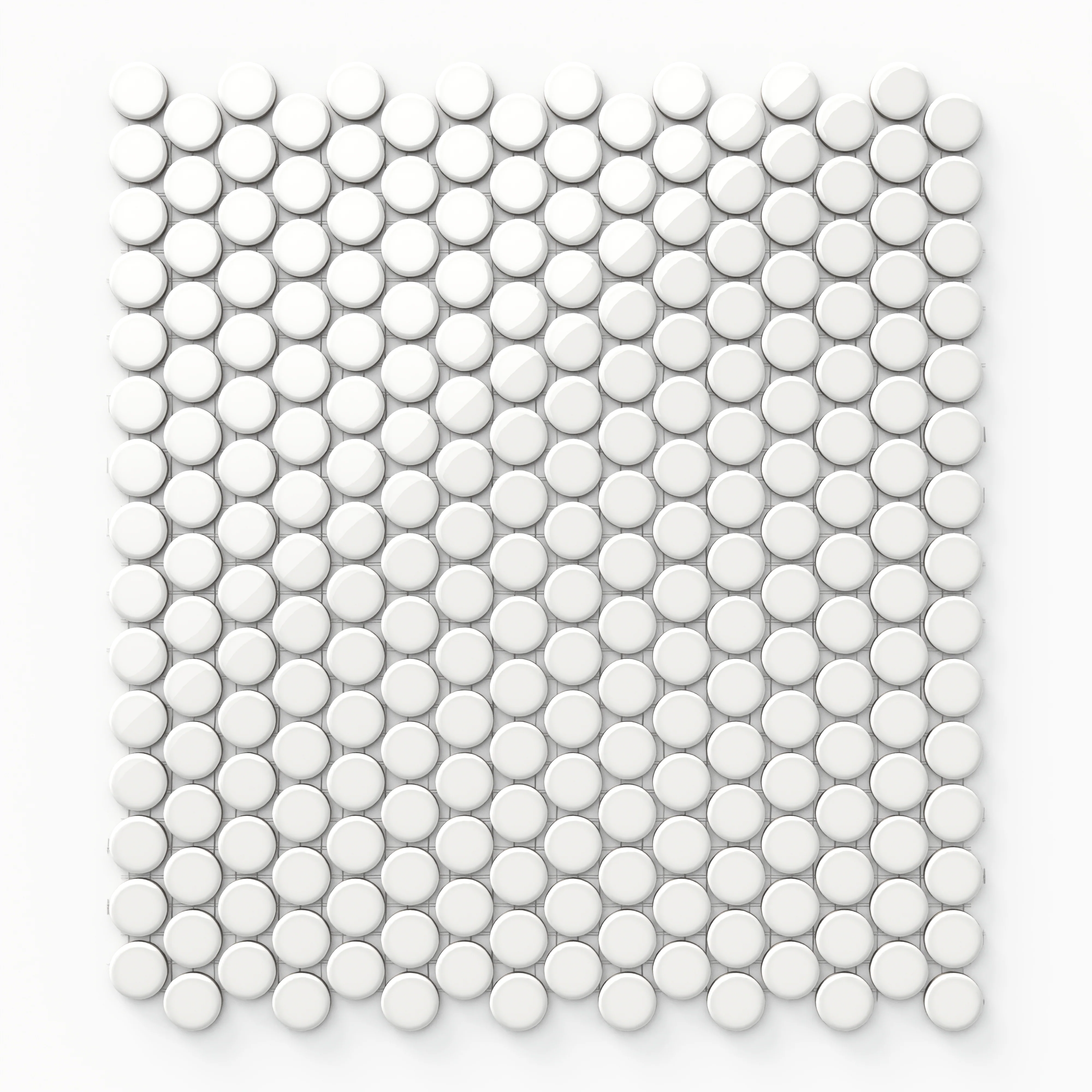 Ollie 12 x 12 Glossy Porcelain Penny Round Mosaic Tile in White