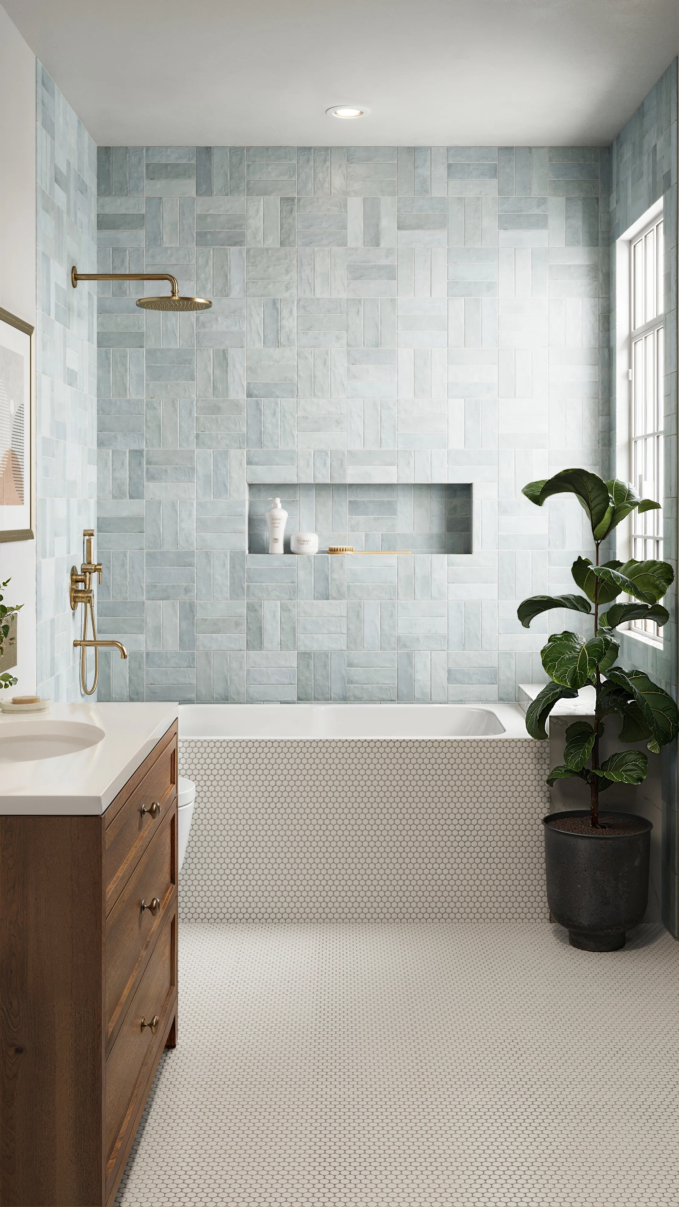 Ollie 12 x 12 Matte Porcelain Penny Round Mosaic Tile in White - Image 6