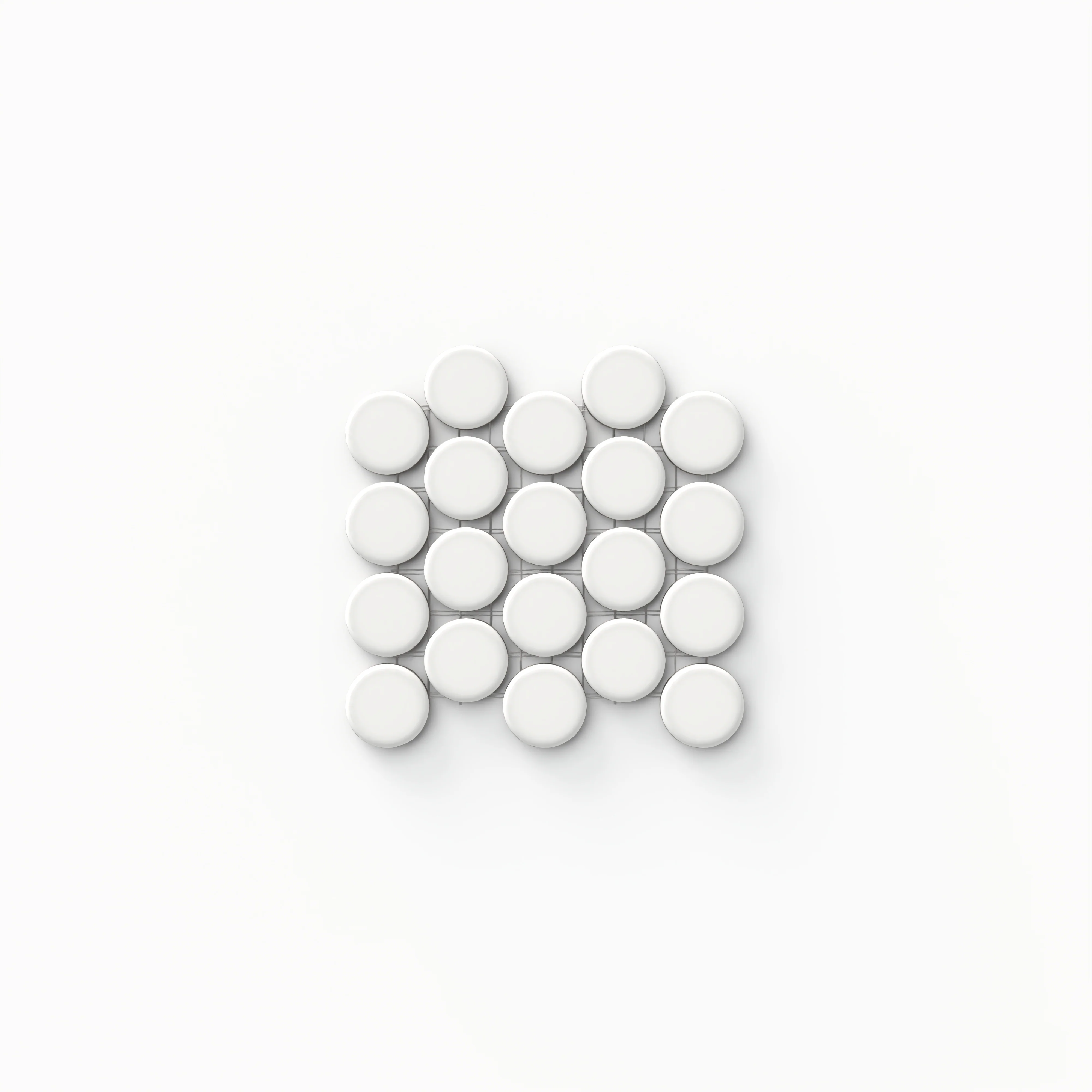 Ollie 4 x 3 Matte Round Penny Mosaic in White Sample