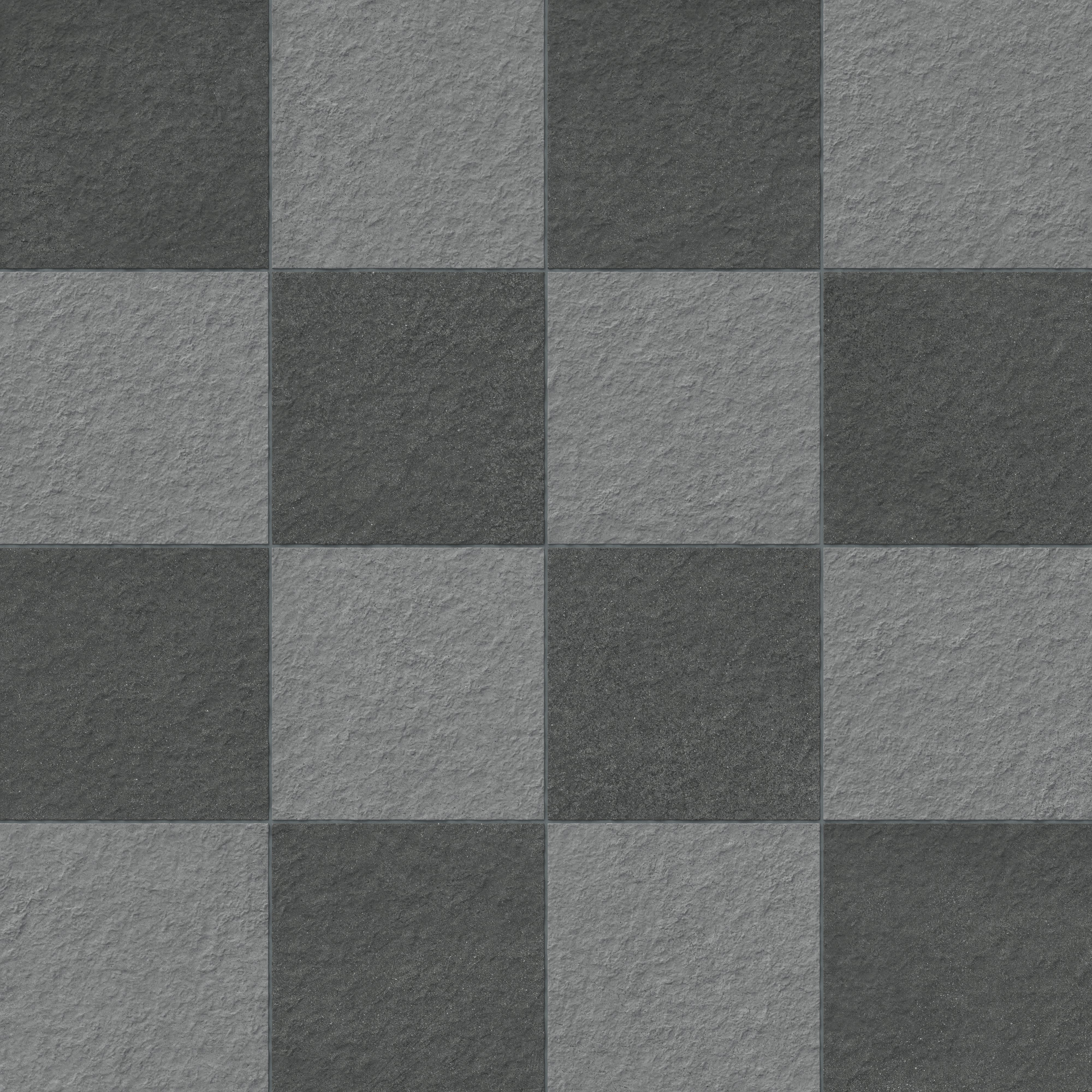 Palmer 12 x 12 Checkerboard Raw Porcelain Tile in Grey and Nero