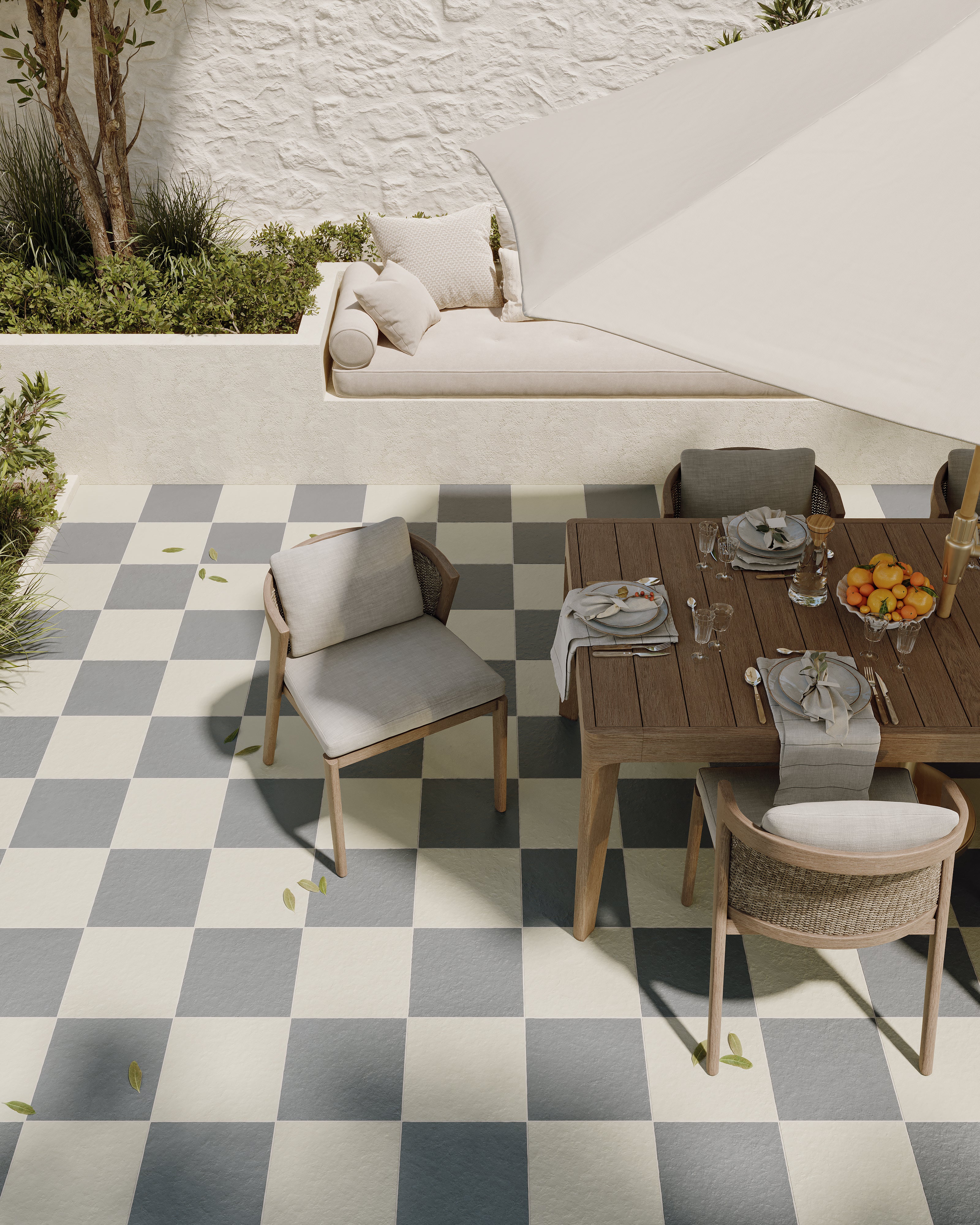 Palmer 12 x 12 Checkerboard Raw Porcelain Tile in White and Grey - Image 8