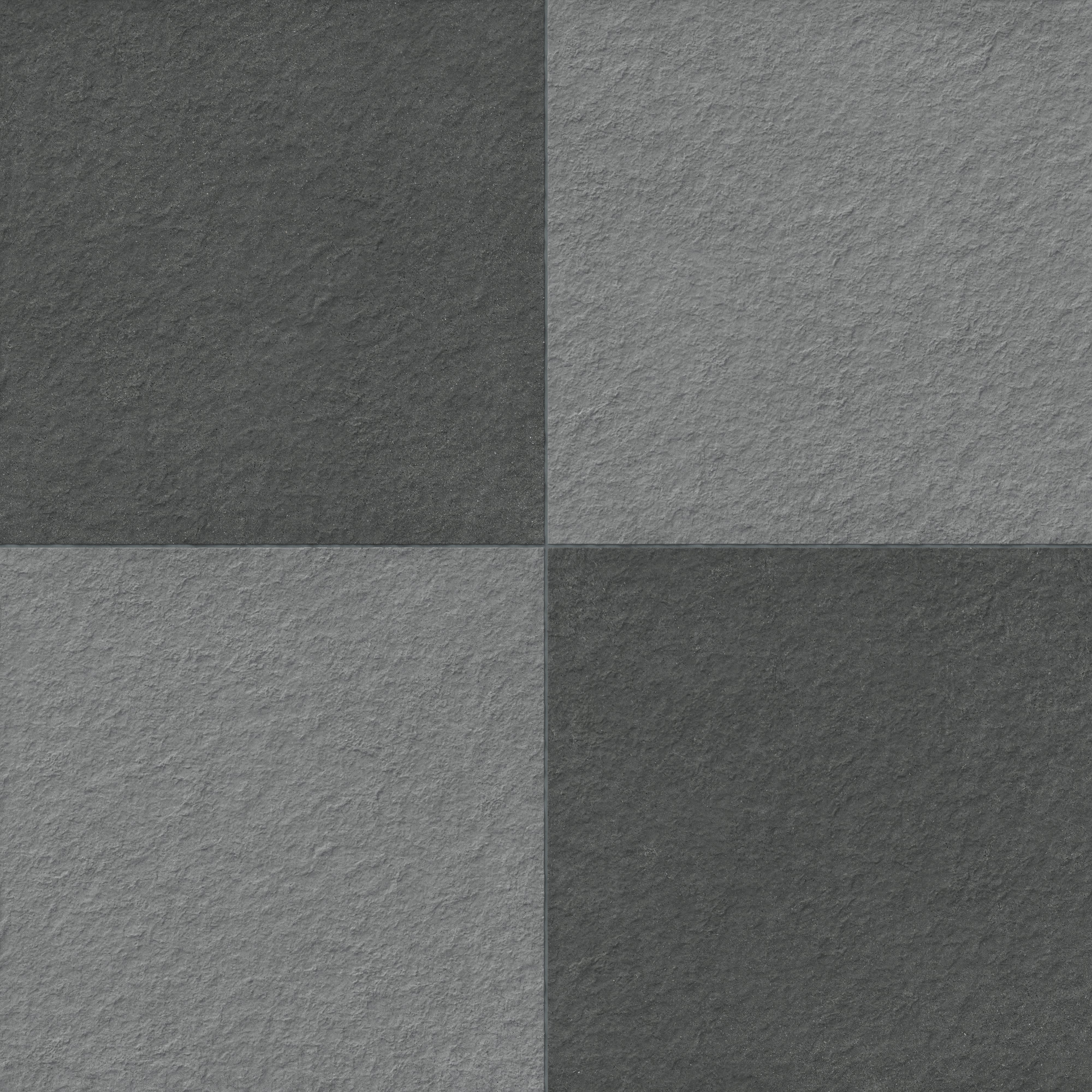 Palmer 24 x 24 Checkerboard Raw Porcelain Tile in Grey and Nero