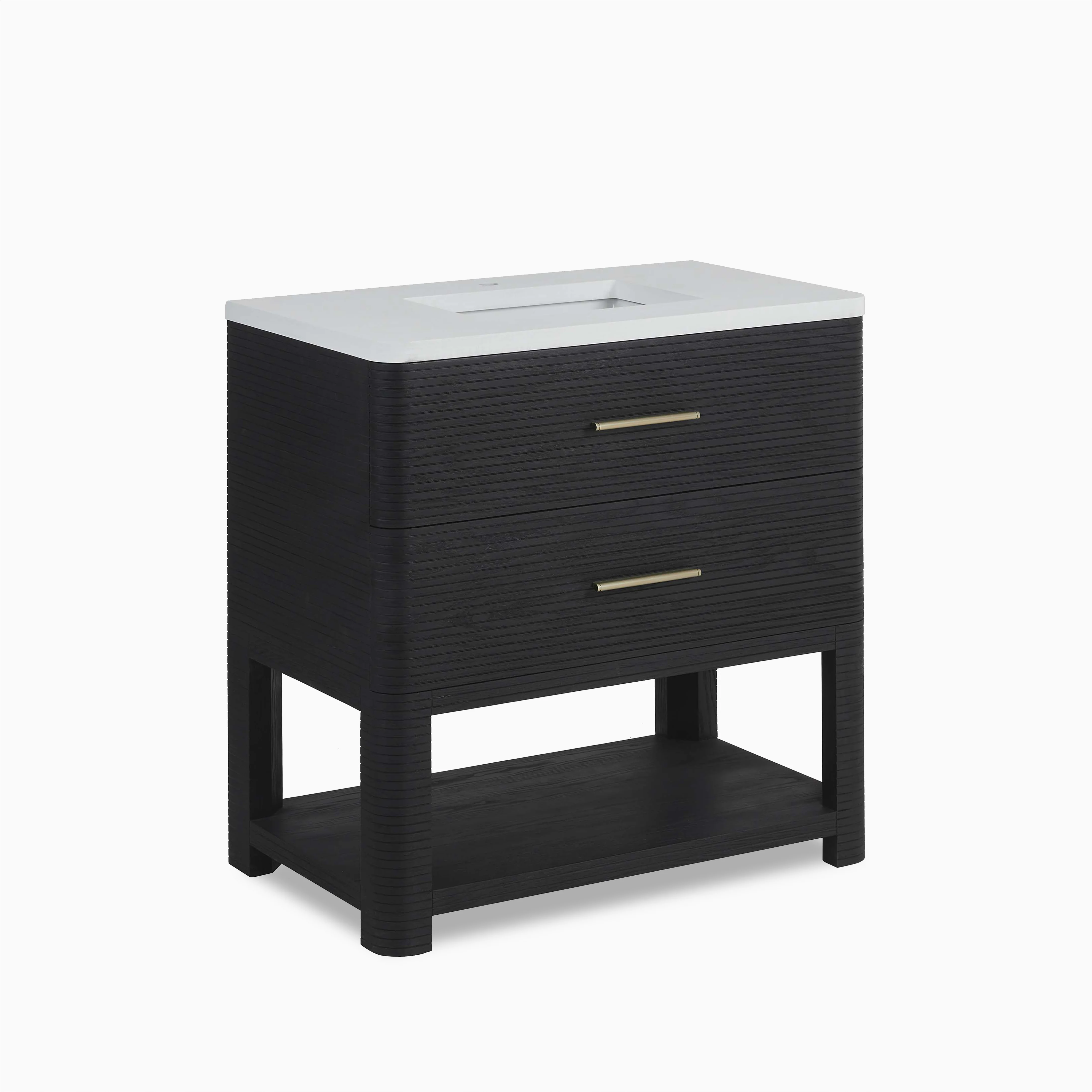Paxton 36" Single Vanity in Carbon Oak with 3 cm White Zeus Quartz Top - Image 2