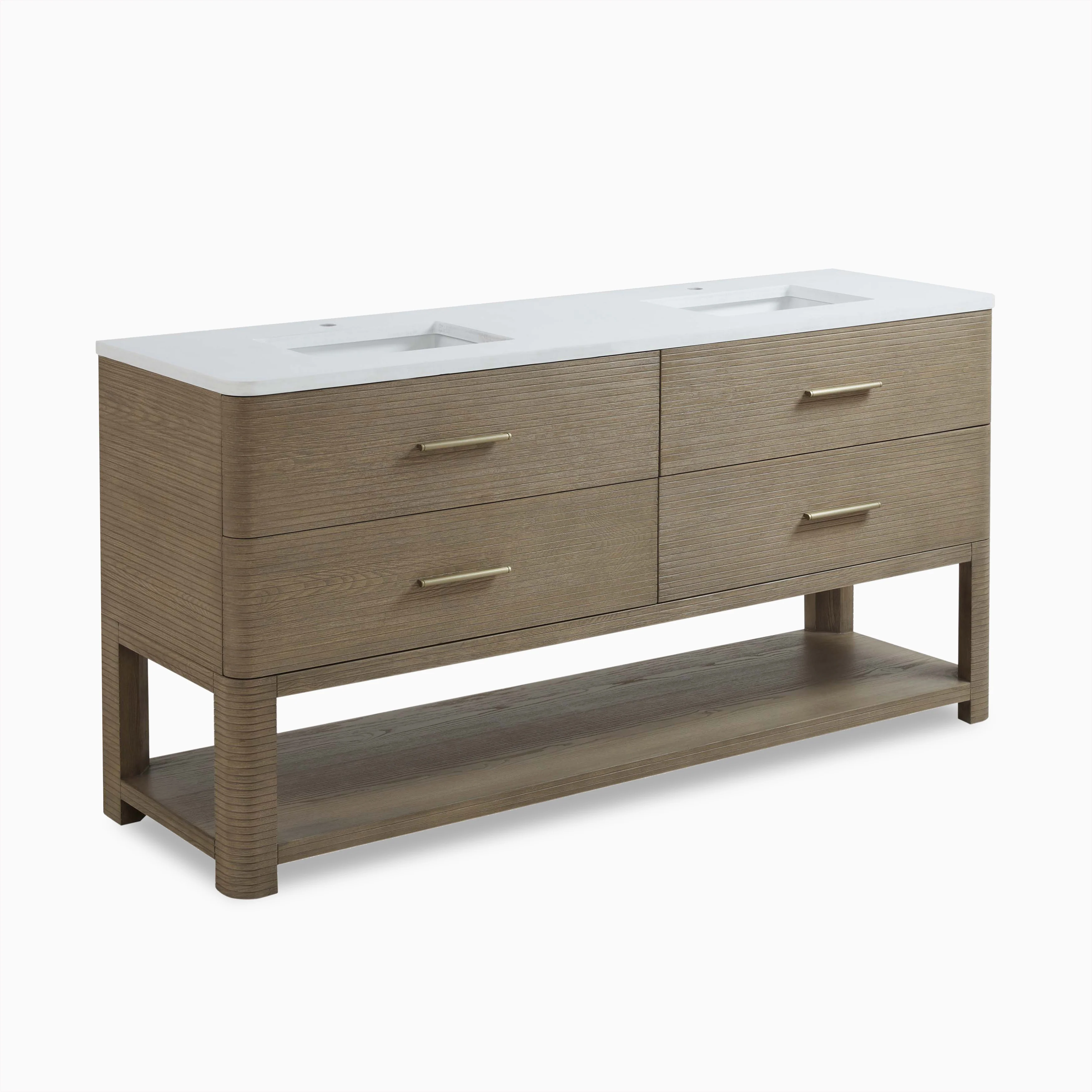 Paxton 72" Double Vanity in Pebble Oak with 3 cm White Zeus Quartz Top - Image 3