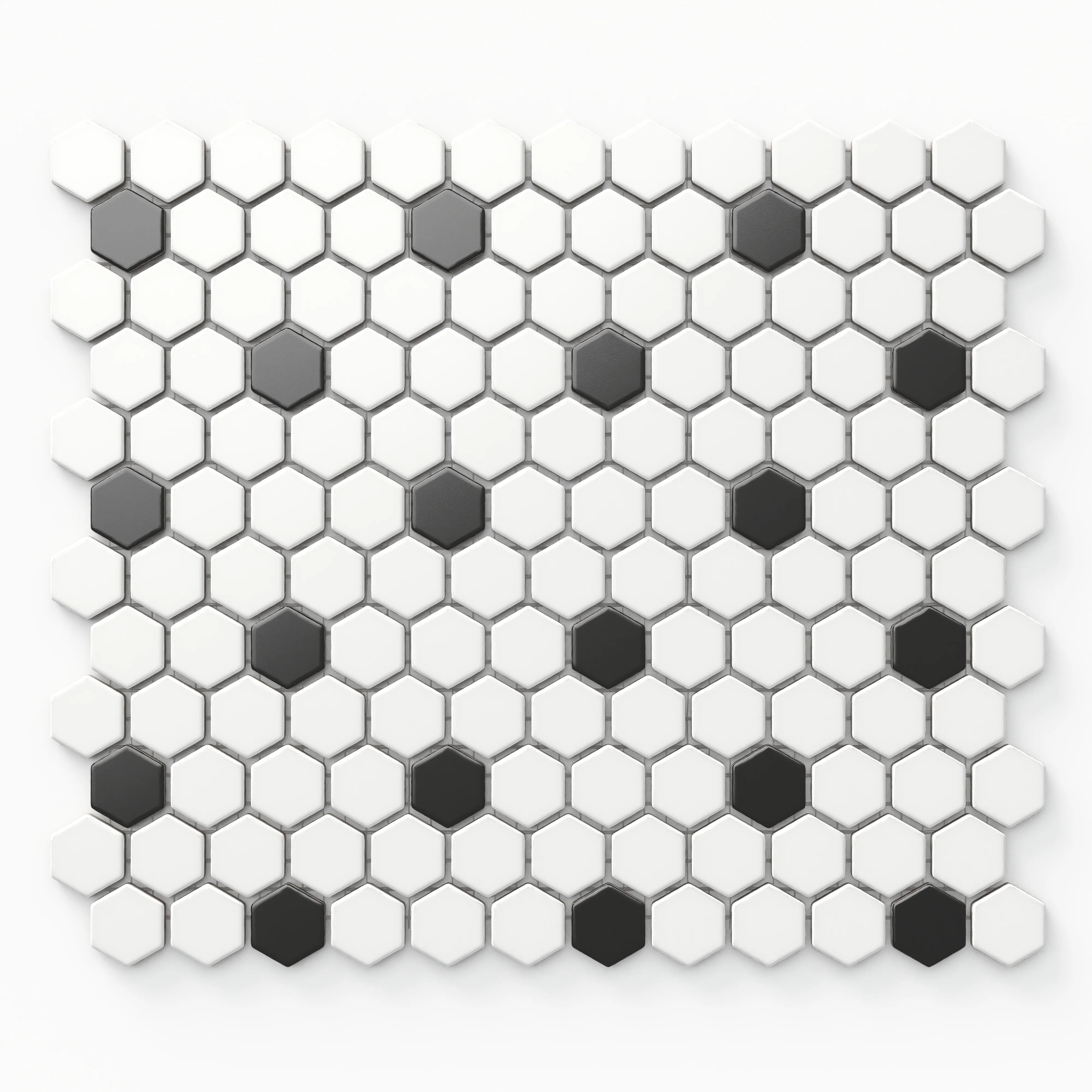 Quinn 12 x 12 Matte Porcelain 1 x 1 Hexagon Mosaic Tile in Black & White Mix