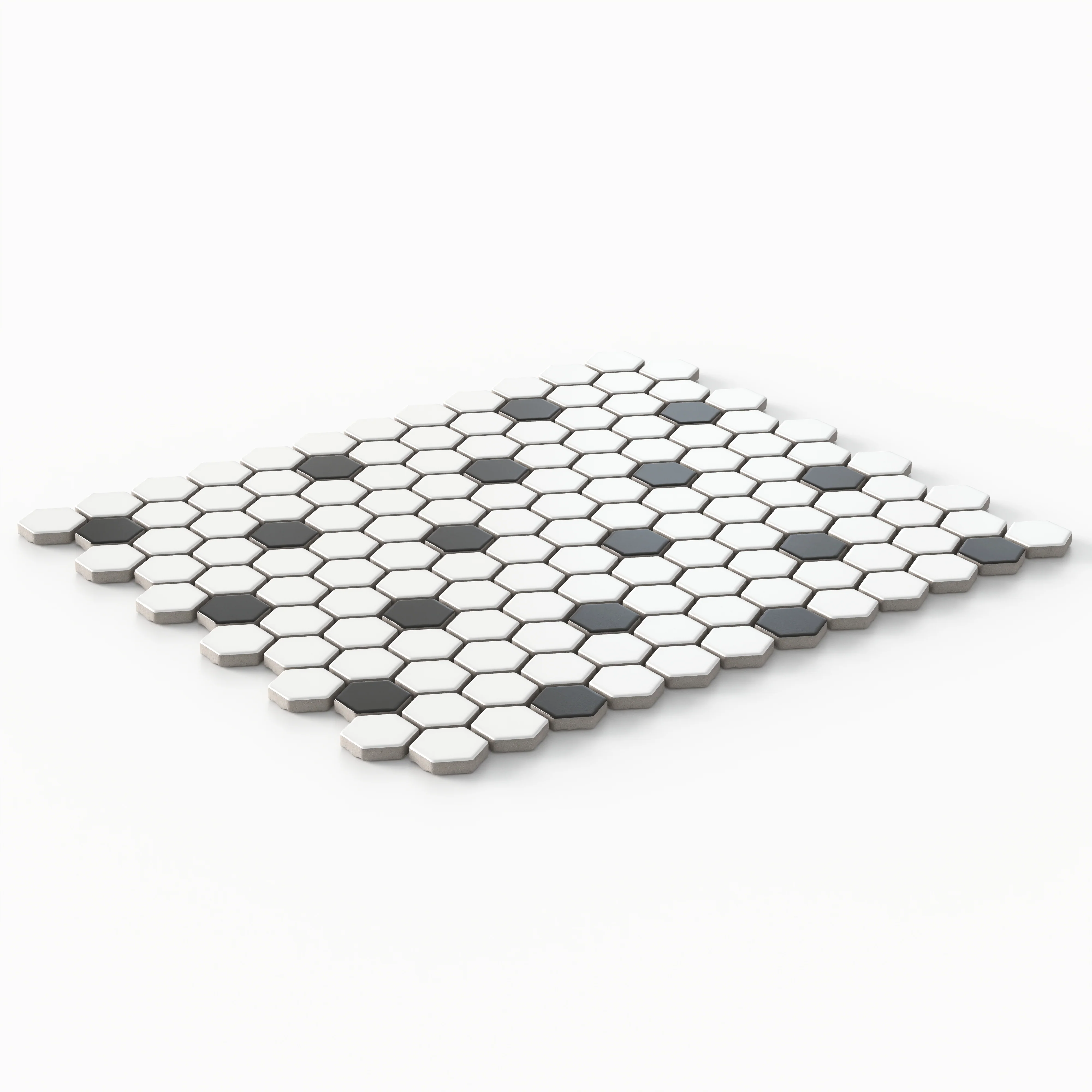 Quinn 12 x 12 Matte Porcelain 1 x 1 Hexagon Mosaic Tile in Black & White Mix - Image 3
