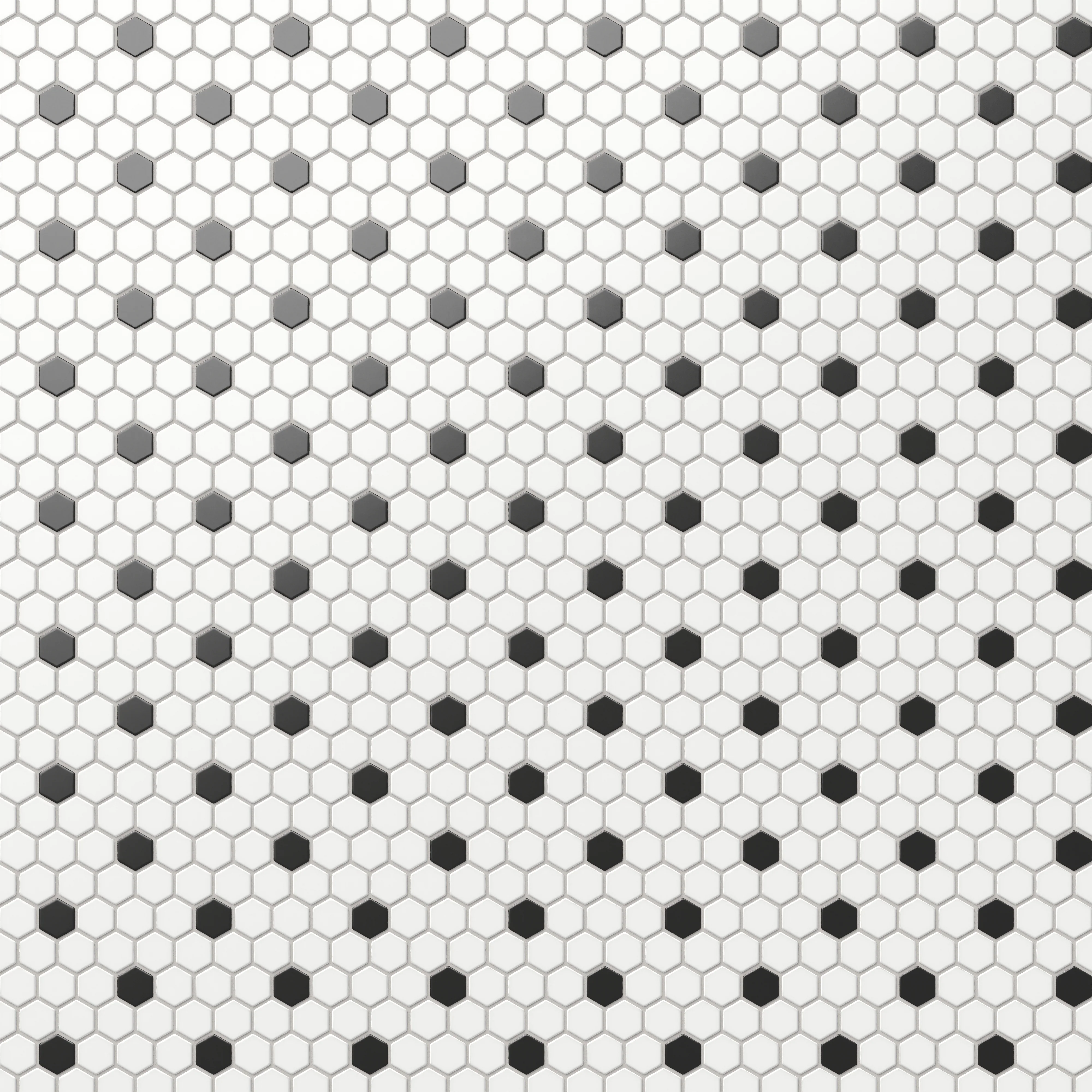 Quinn 12 x 12 Matte Porcelain 1 x 1 Hexagon Mosaic Tile in Black & White Mix - Image 5