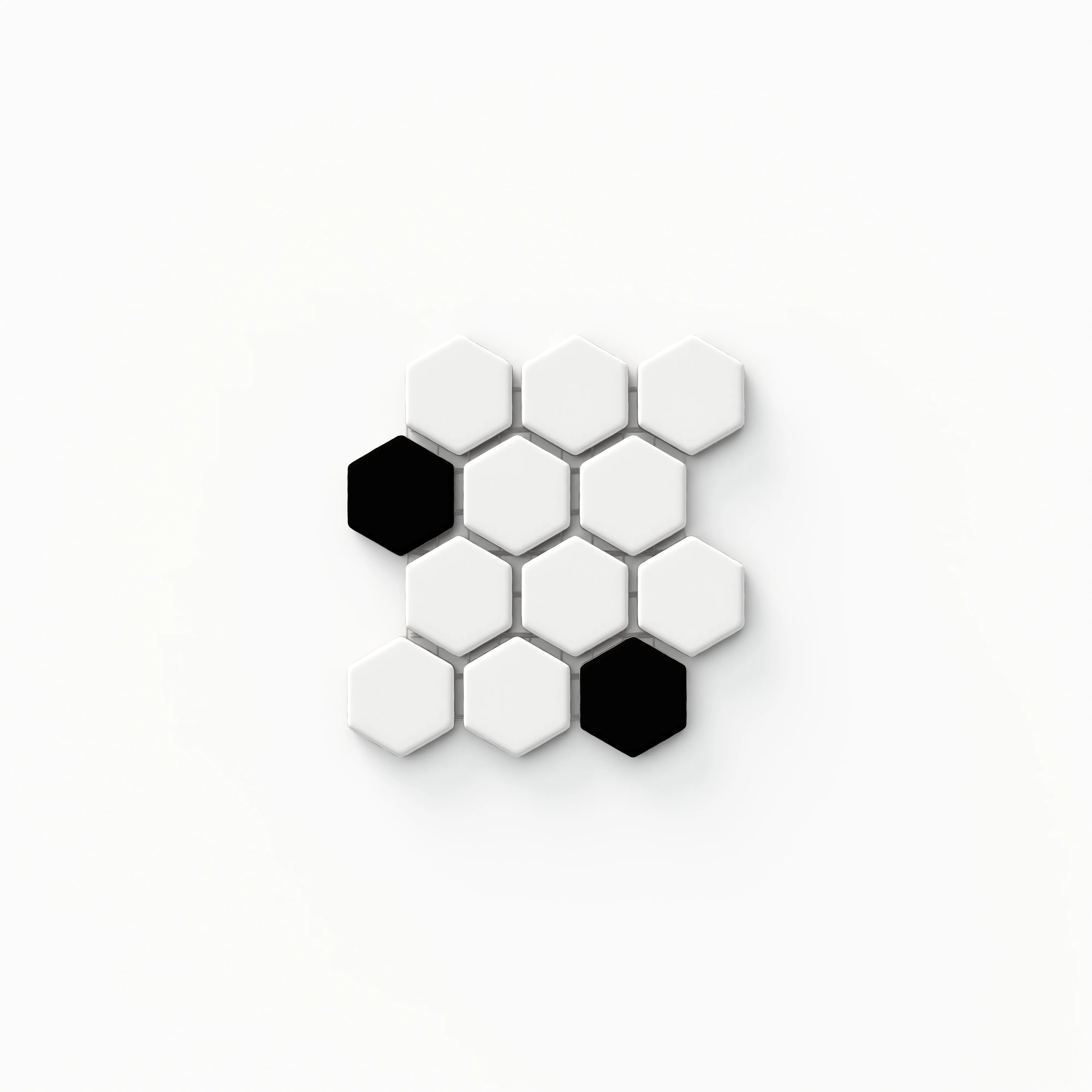 Quinn 6 x 3 Matte Hexagon Mosaic in Black & White Sample