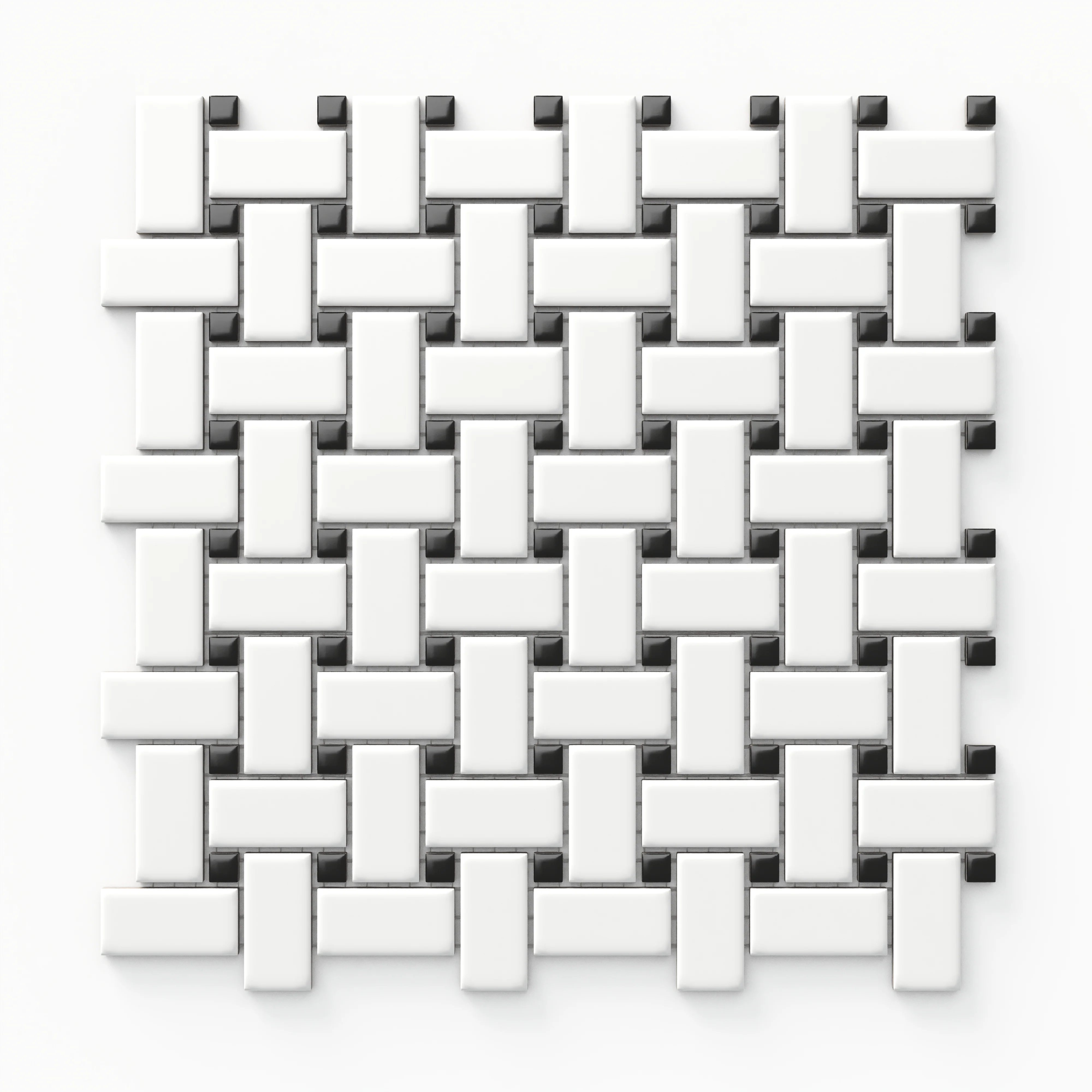 Quinn 12 x 12 Matte Porcelain Basket Weave Mosaic Tile in Black & White Mix