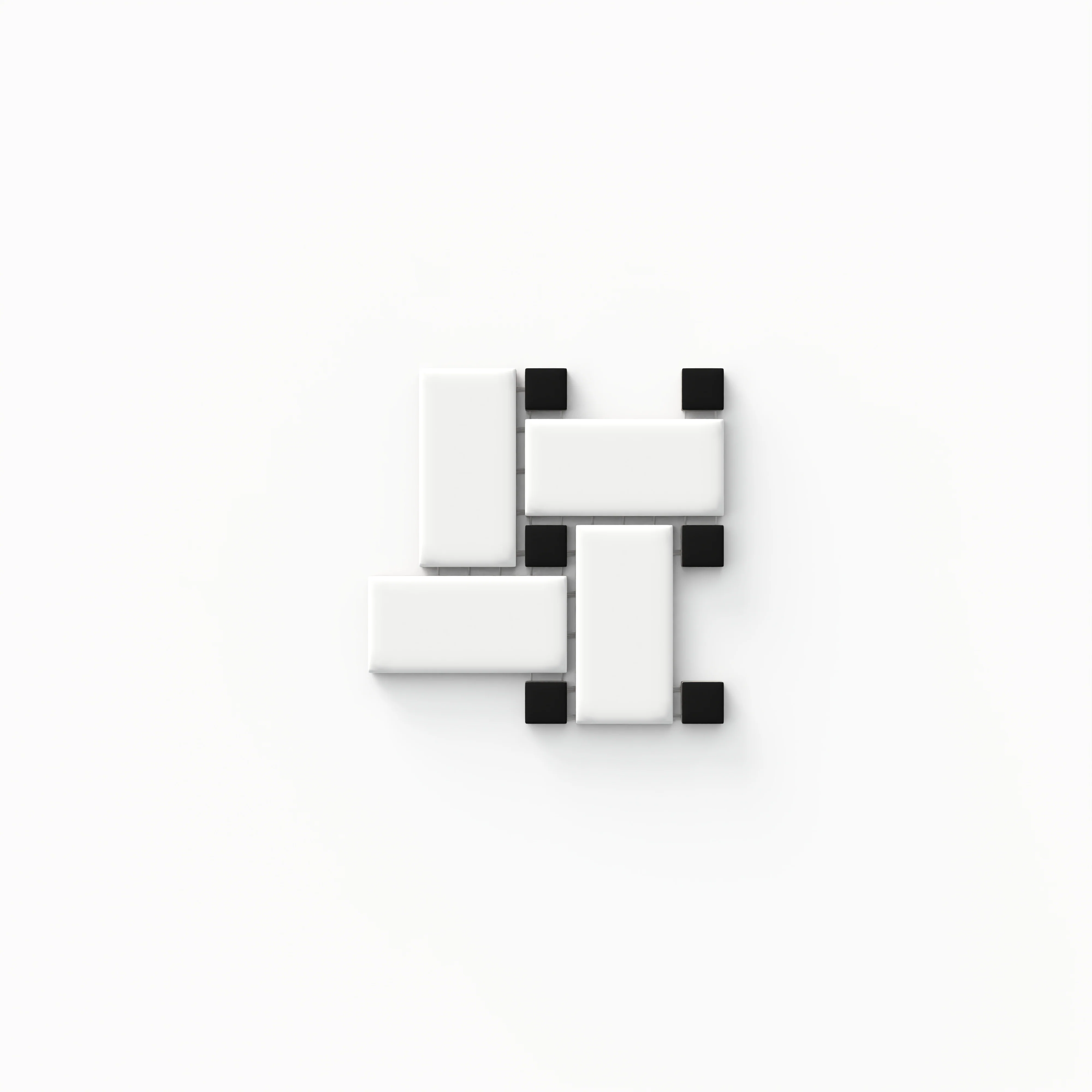 Quinn 5 x 4 Matte Basket Weave Mosaic in Black & White Mix Sample