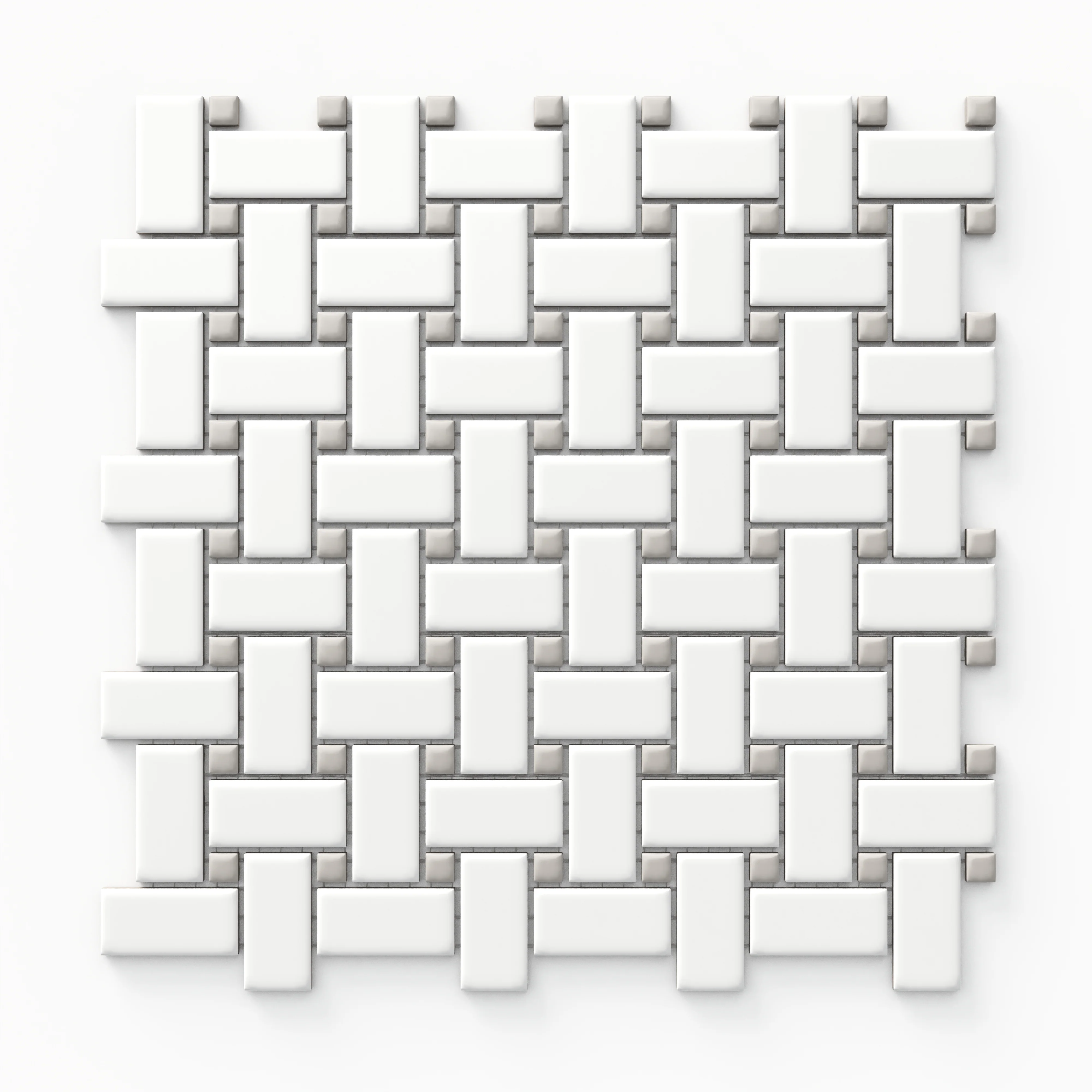 Quinn 12 x 12 Matte Porcelain Basket Weave Mosaic Tile in Grey & White Mix