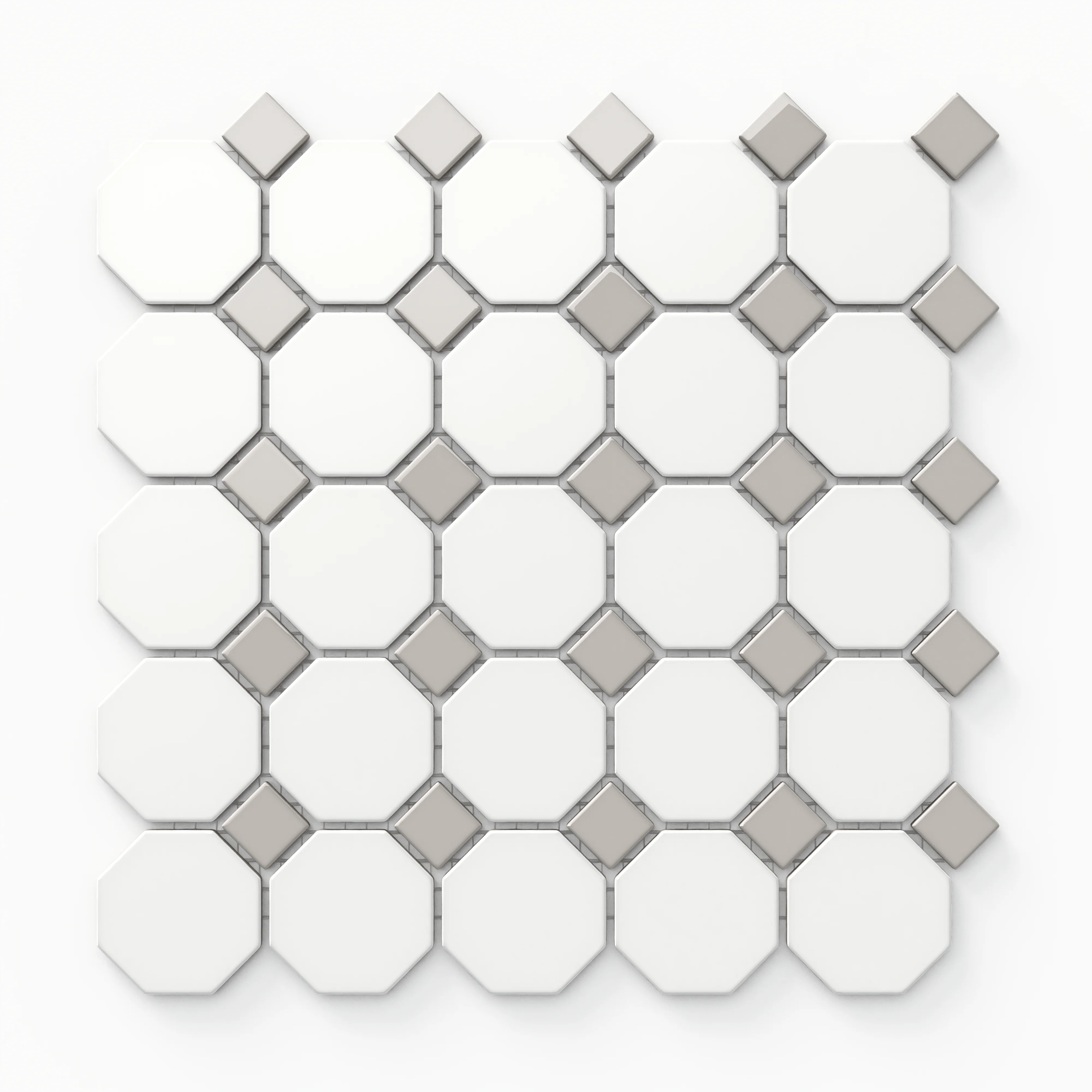 Quinn 12 x 12 Matte Porcelain Octagon Mosaic Tile in Grey & White Mix