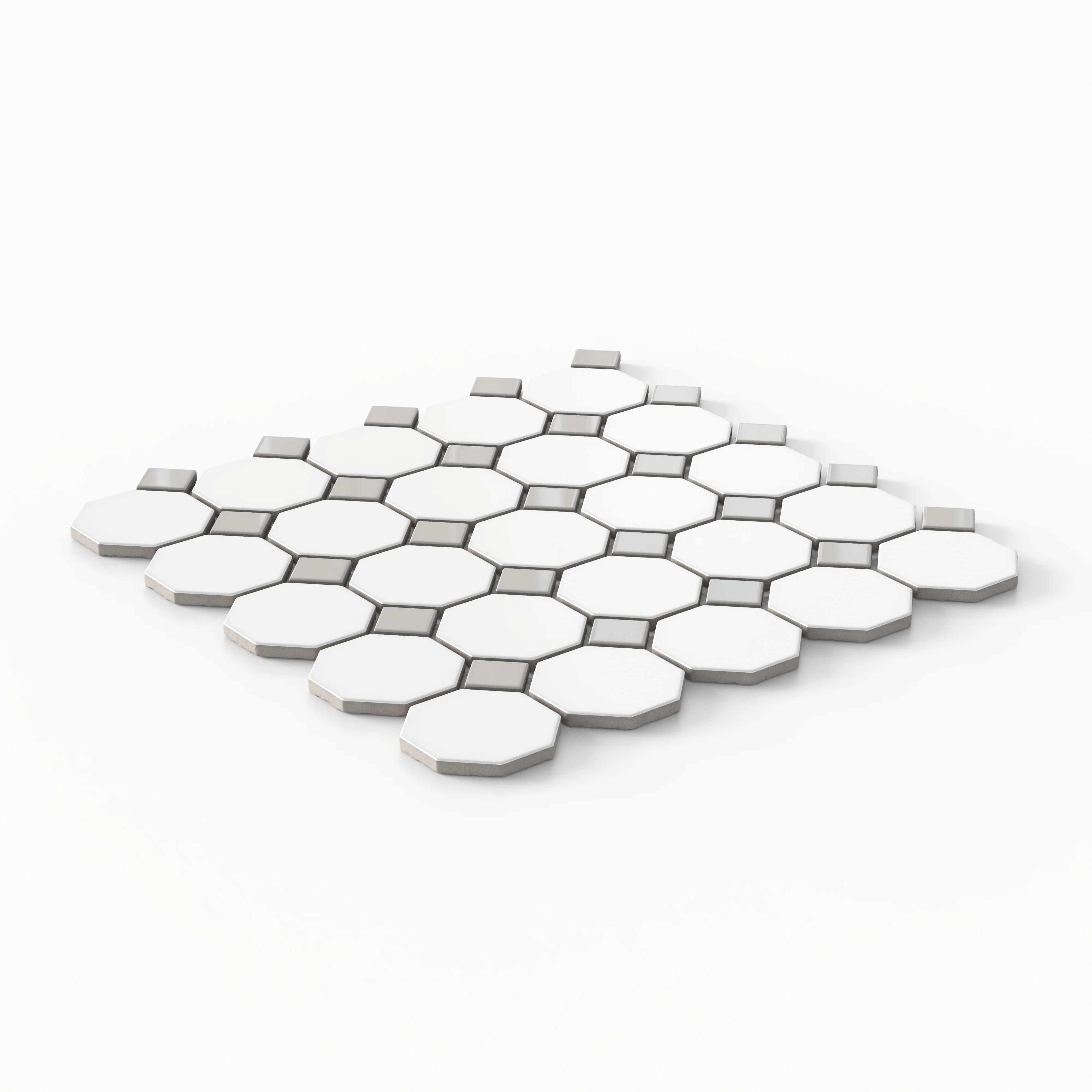 Quinn 12 x 12 Matte Porcelain Octagon Mosaic Tile in Grey & White Mix - Image 3