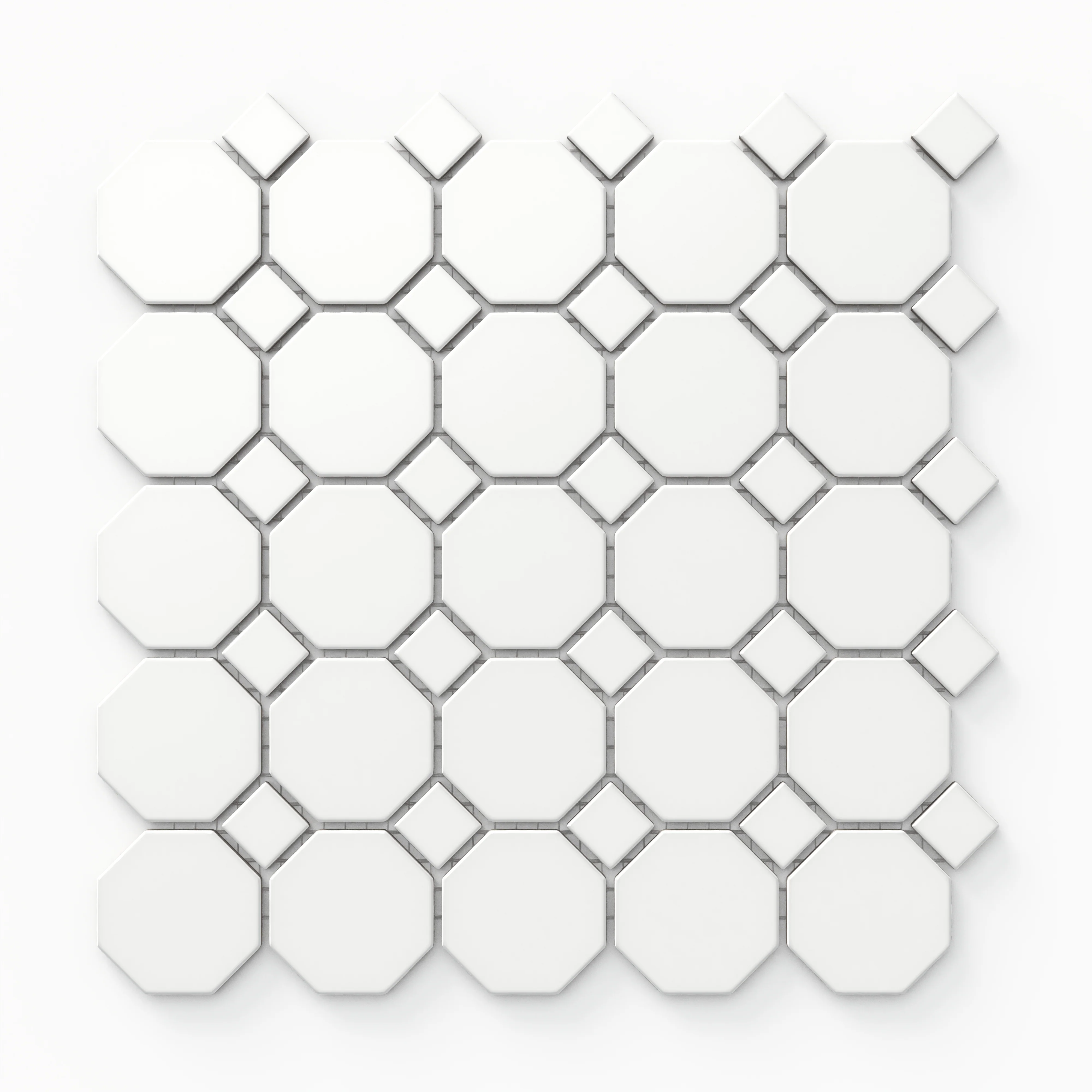 Quinn 12 x 12 Matte Porcelain Octagon Mosaic Tile in White