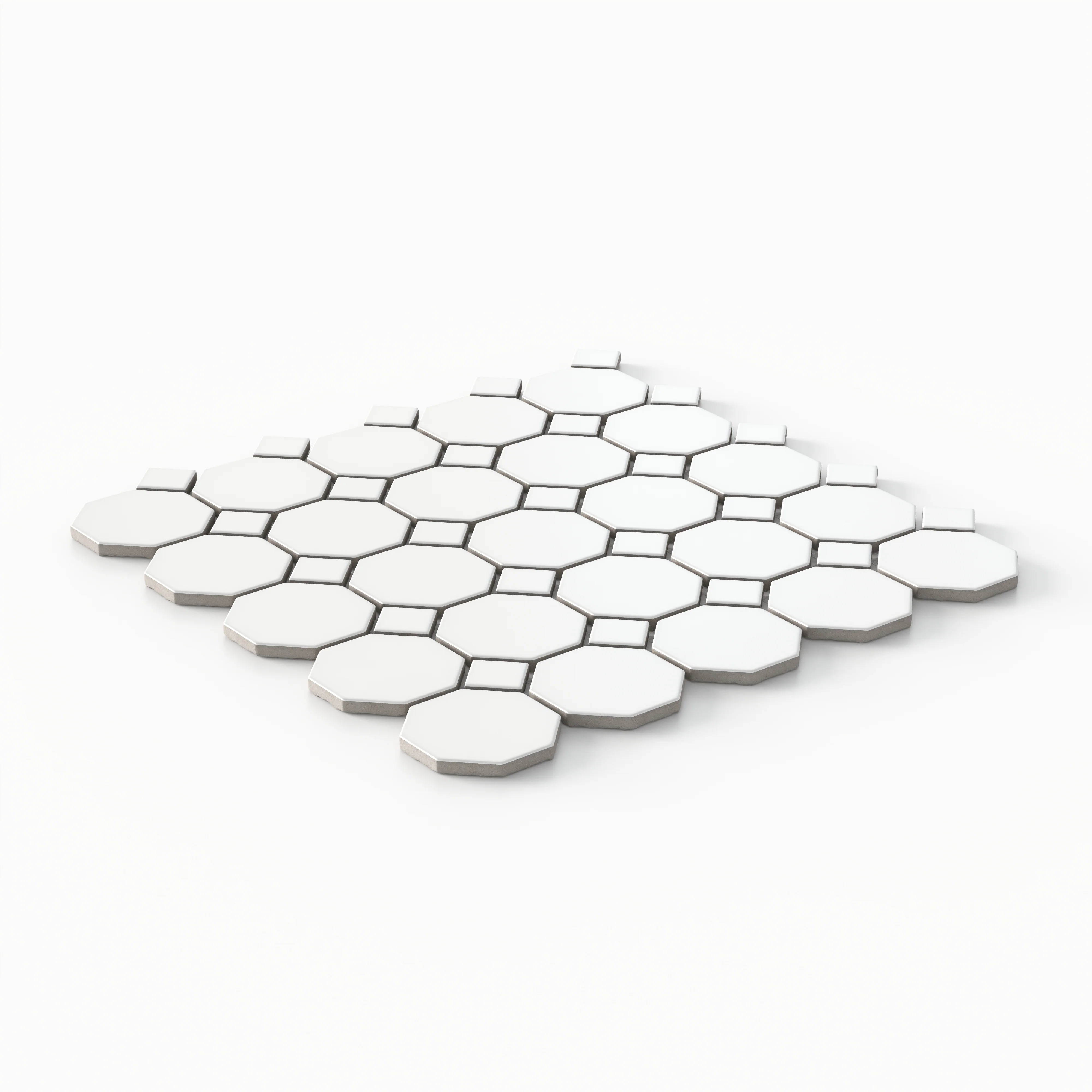 Quinn 12 x 12 Matte Porcelain Octagon Mosaic Tile in White - Image 3