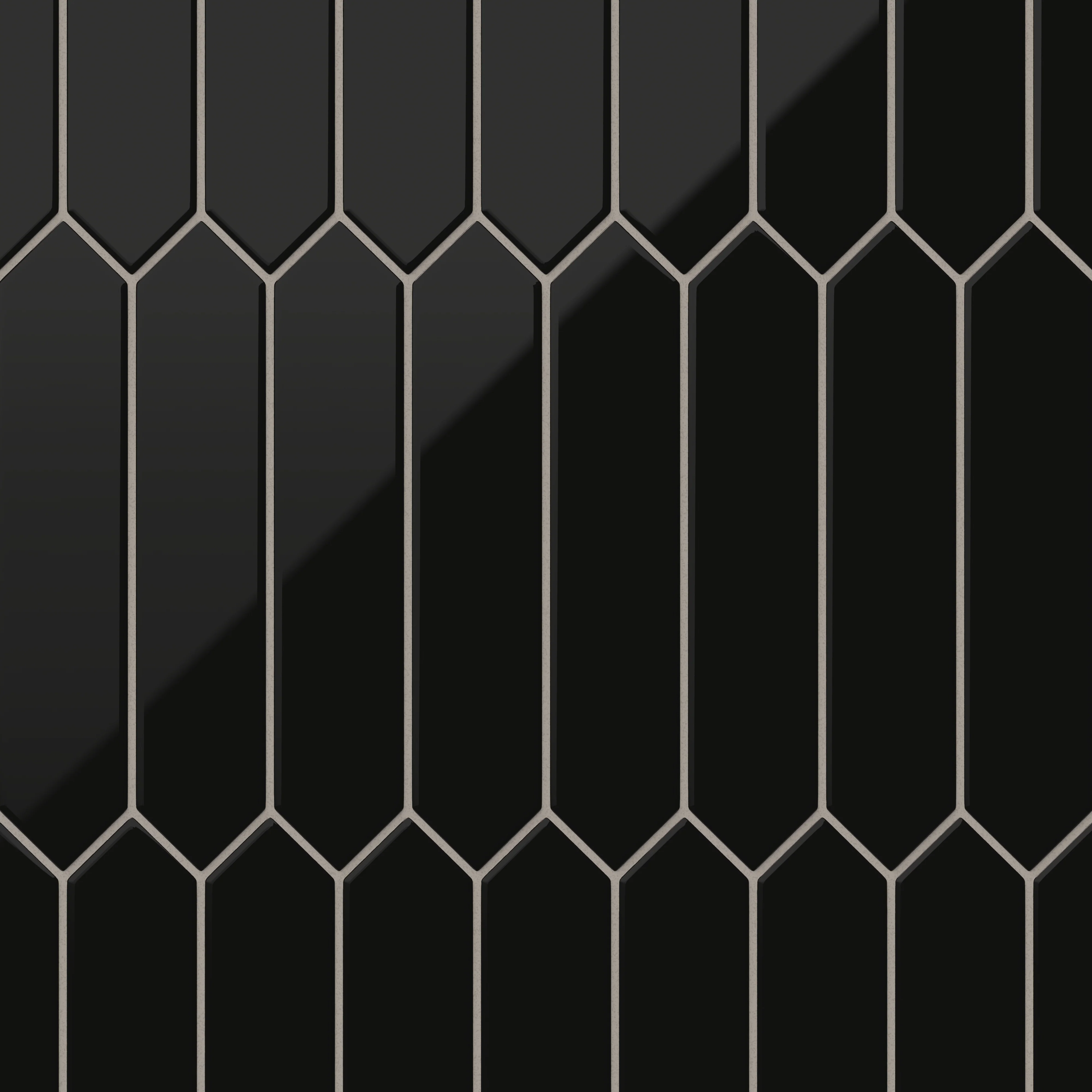 Reagan 2 x 10 Glossy Ceramic Picket Tile in Midnight