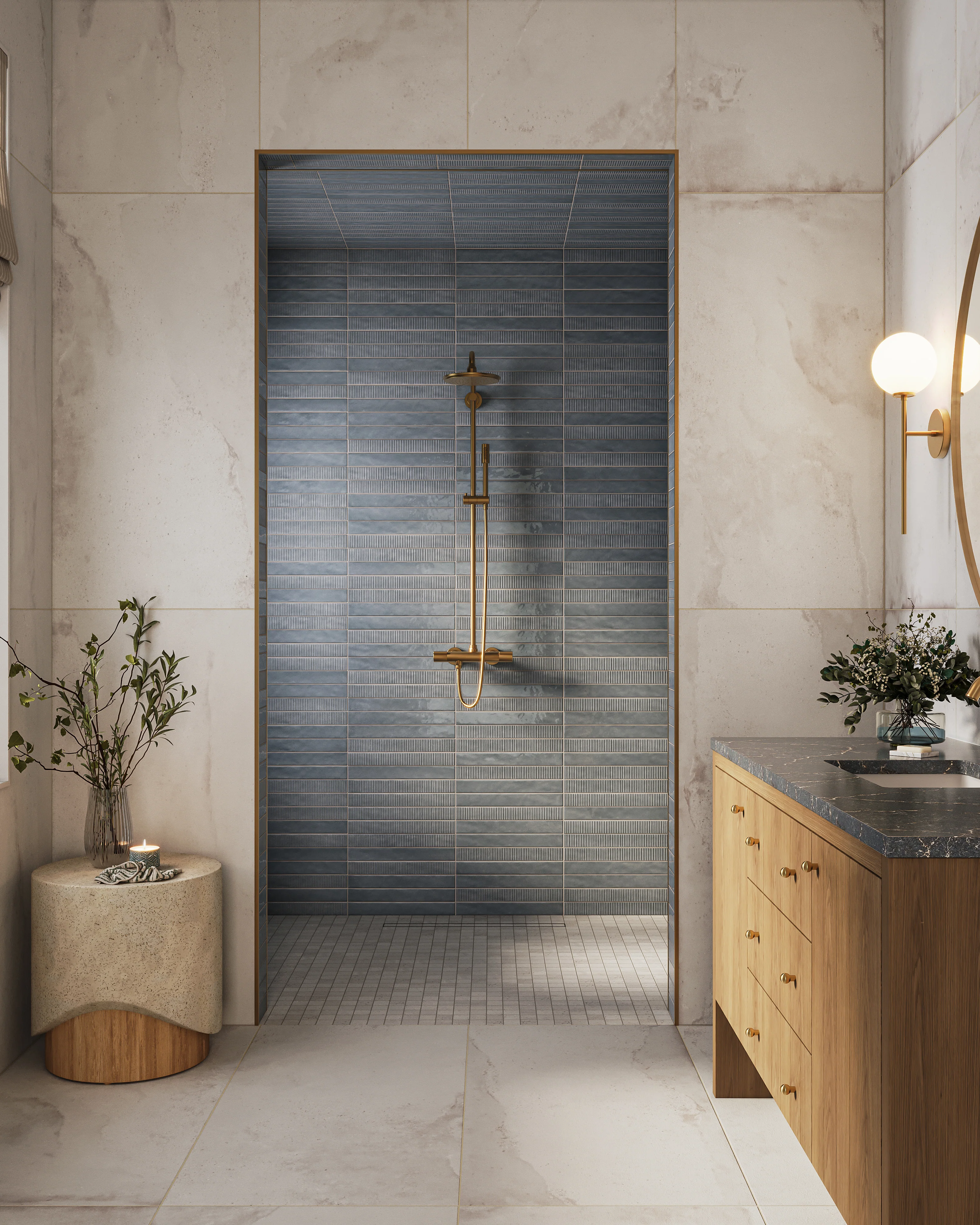 Remi 2 x 17 Glossy Ceramic Tile in Slate Deco - Image 5