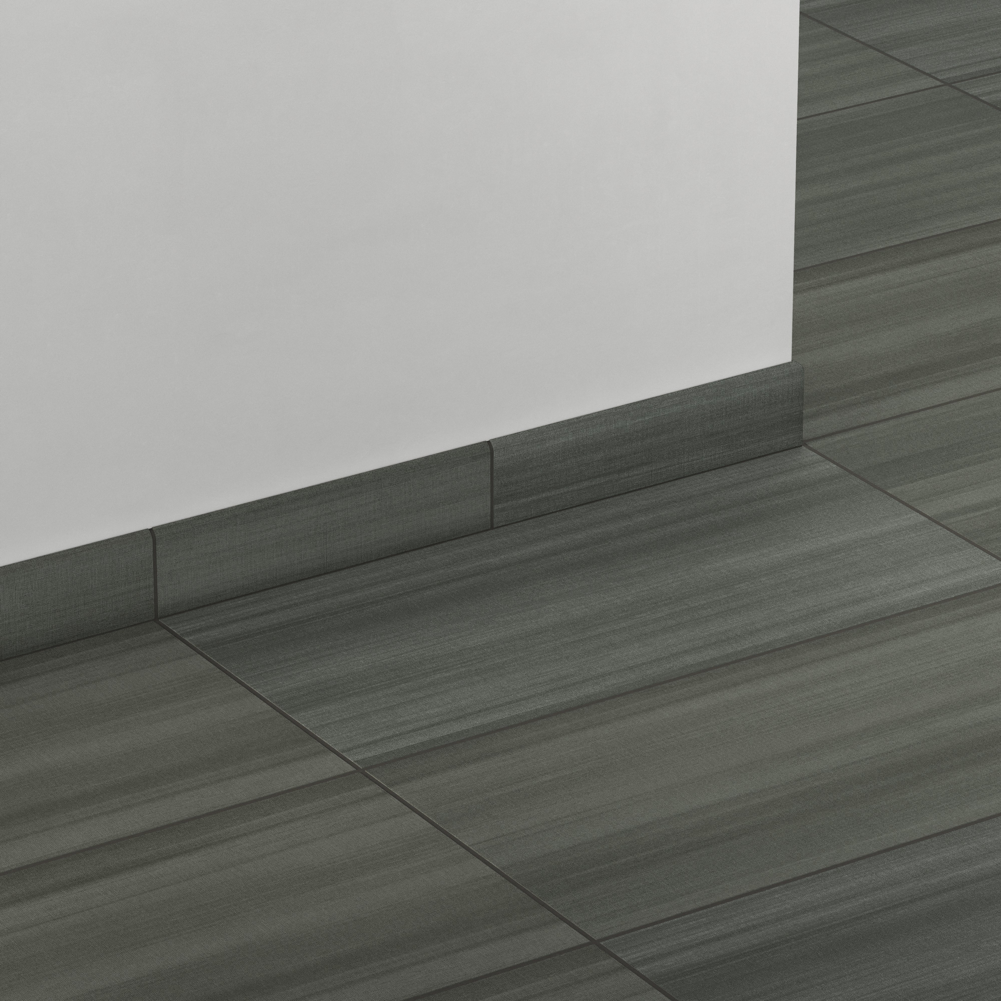 Riley 3 x 12 Matte Porcelain Bullnose Tile in Linen Pattern Charcoal - Image 3