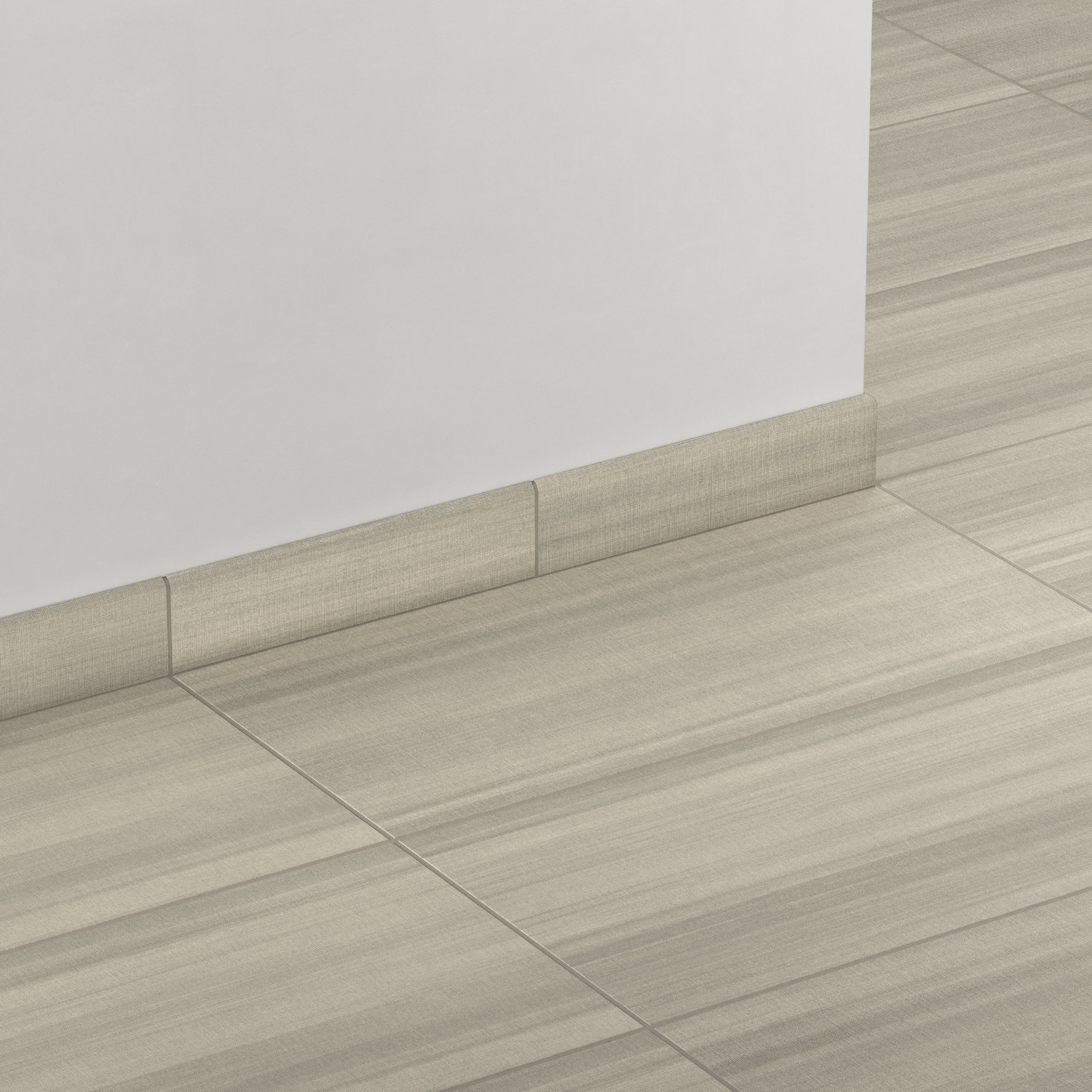 Riley 3 x 12 Matte Porcelain Bullnose Tile in Linen Pattern Oyster - Image 3