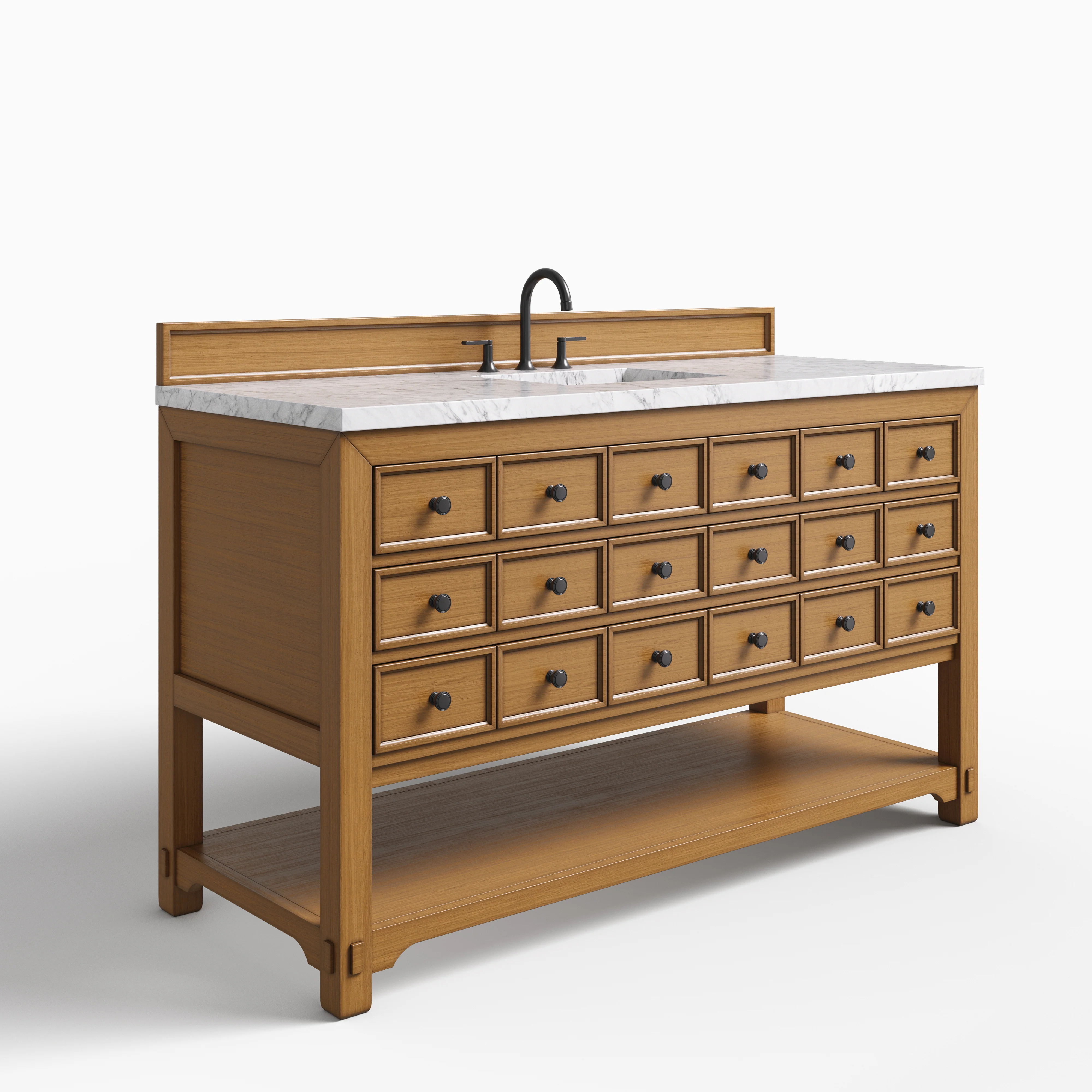 Rosalie 60" Single Vanity in Amber Birch with 3 cm Carrara Marble Top - Image 2
