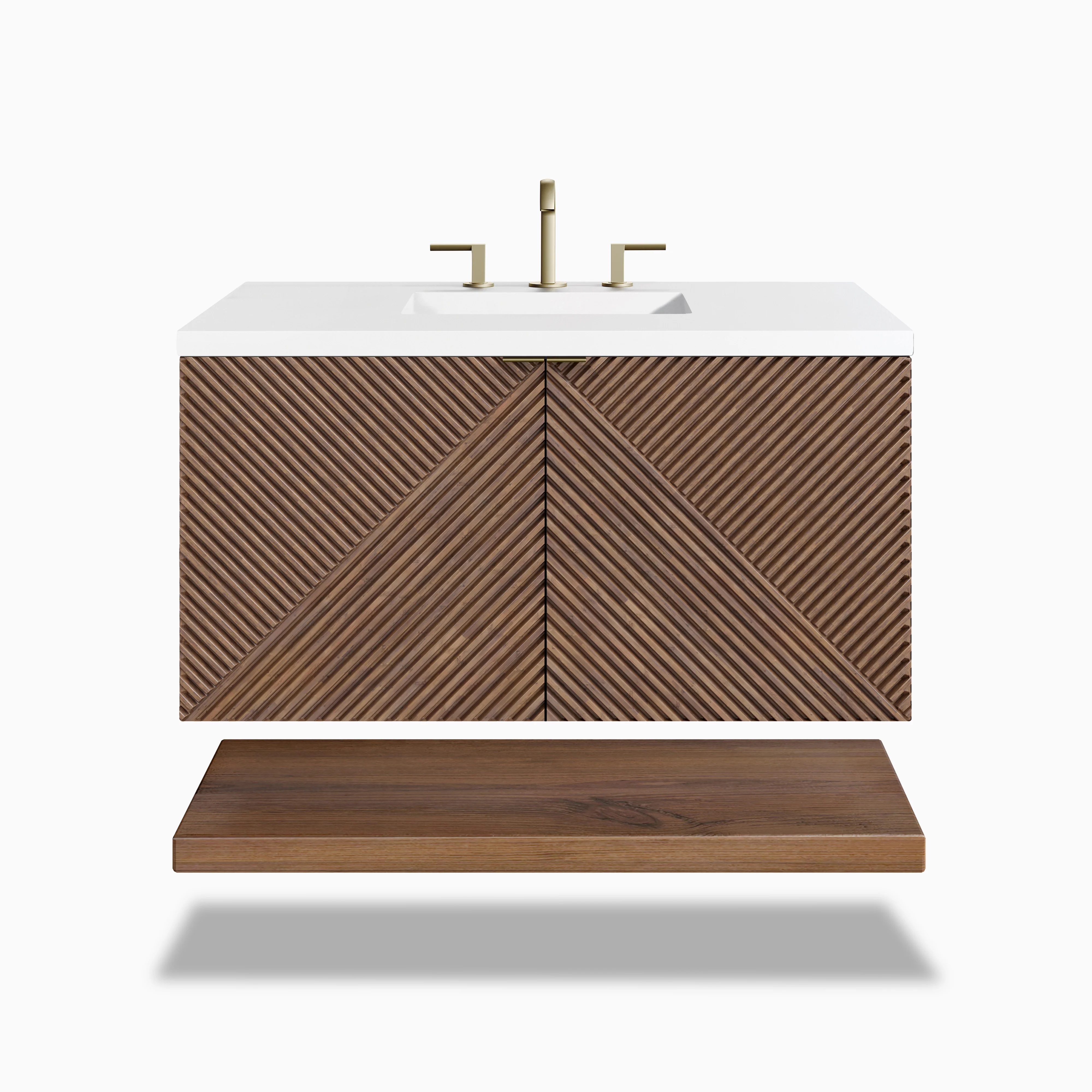 Royce 36" Single Vanity in Chestnut with 3 cm White Zeus Quartz Top