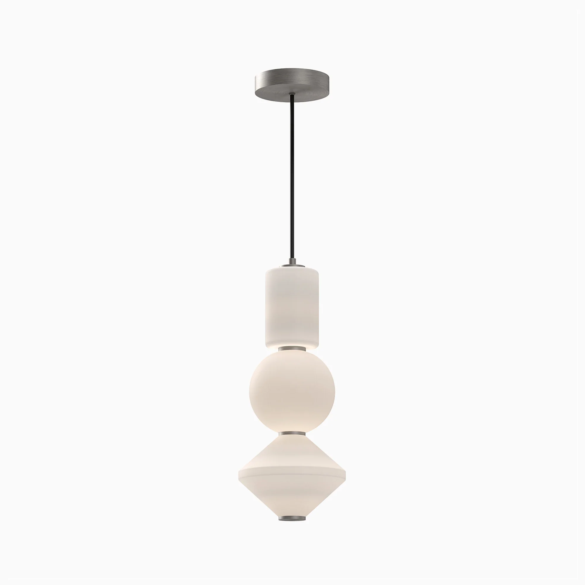 Sadie 8" LED Pendant in Brushed Nickel/Opal Matte Glass, Universal Voltage