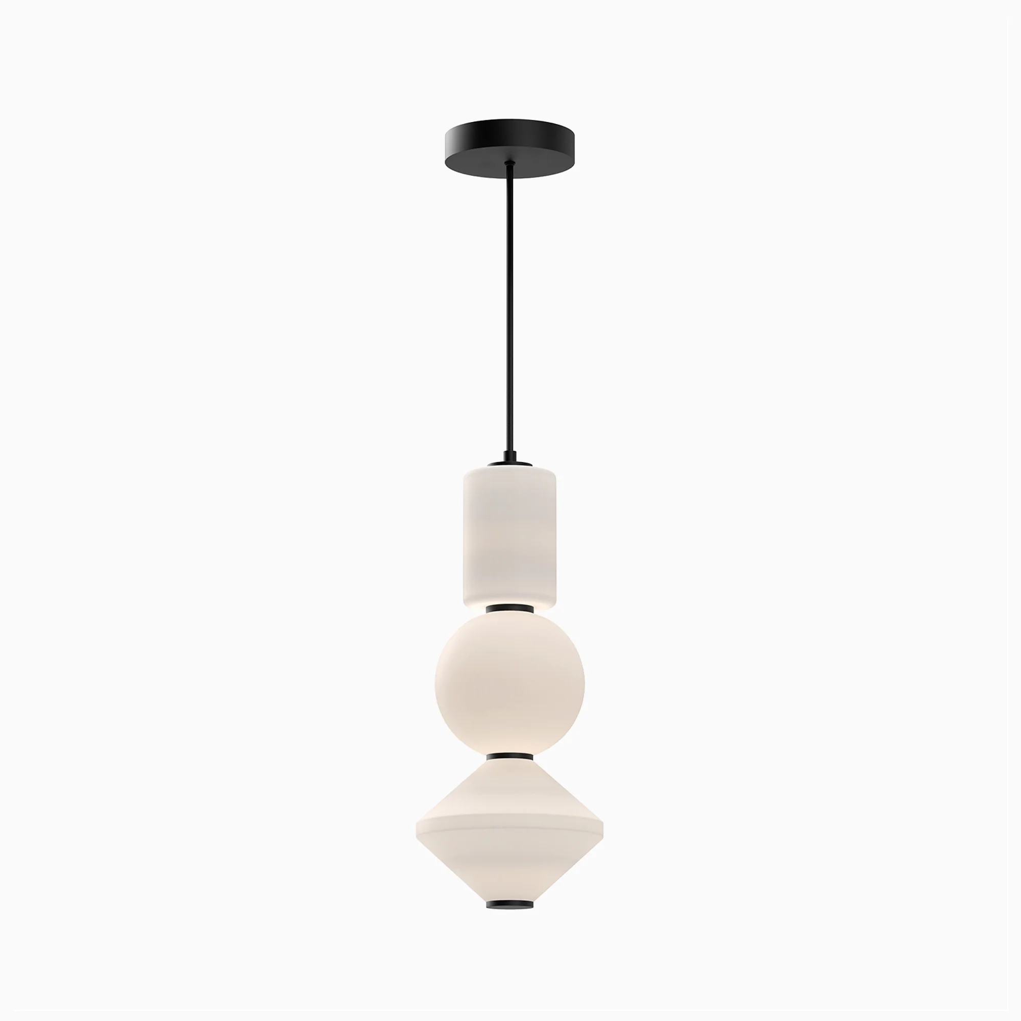 Sadie 8" LED Pendant in Matte Black/Opal Matte Glass