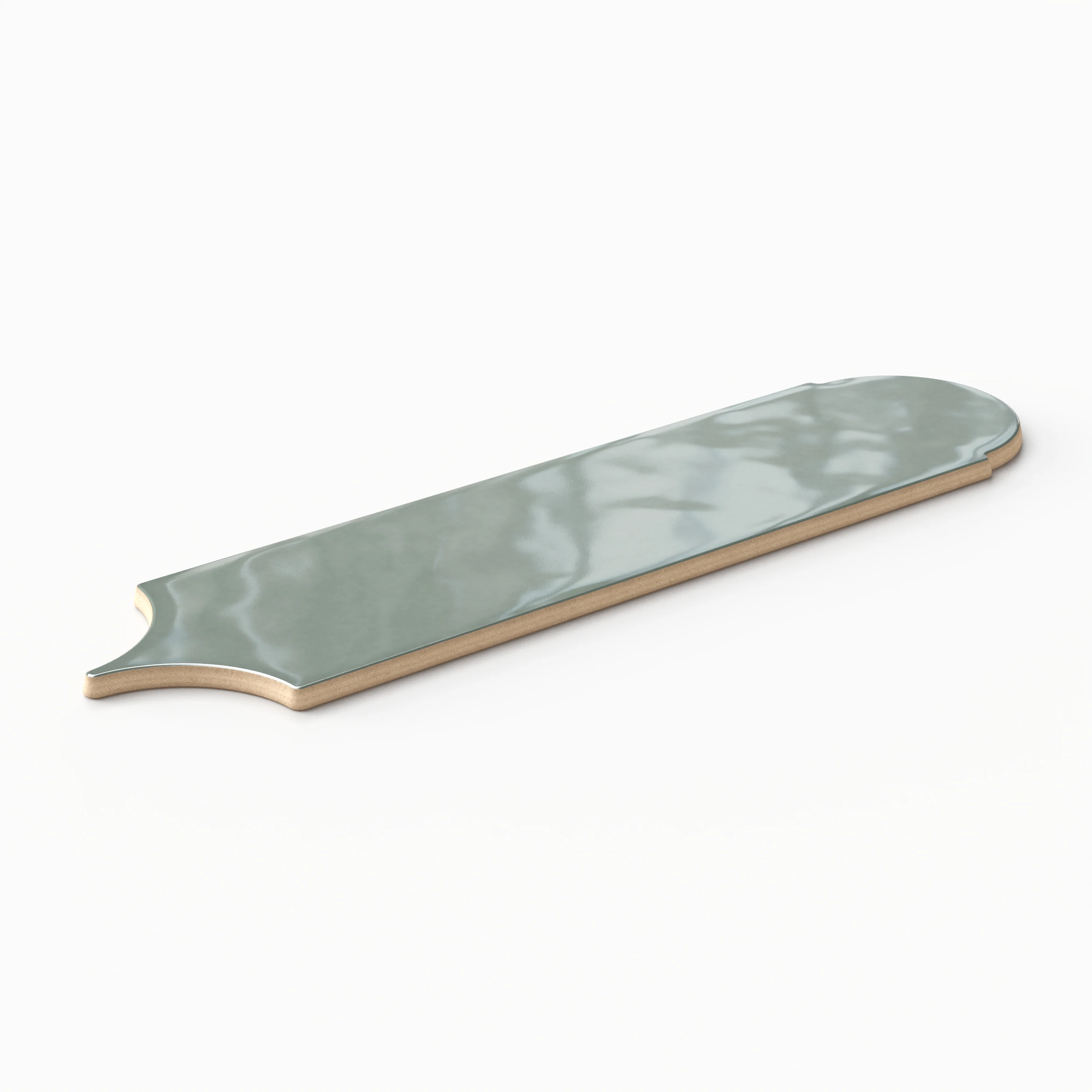 Sarina 3 x 12 Glossy Ceramic Fishscale Tile in Seafoam - Image 4