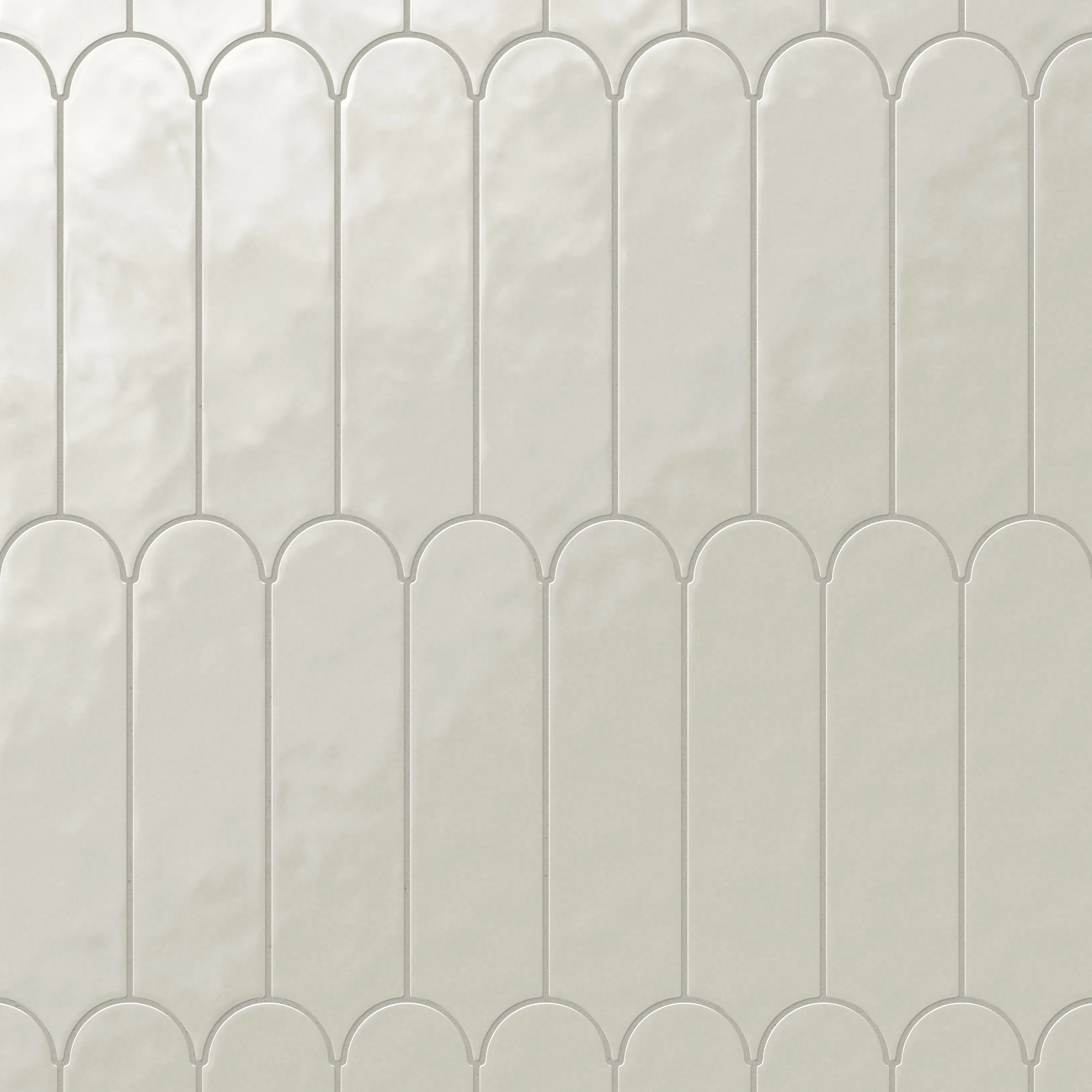 Sarina 3 x 12 Glossy Ceramic Fishscale Tile in Shell