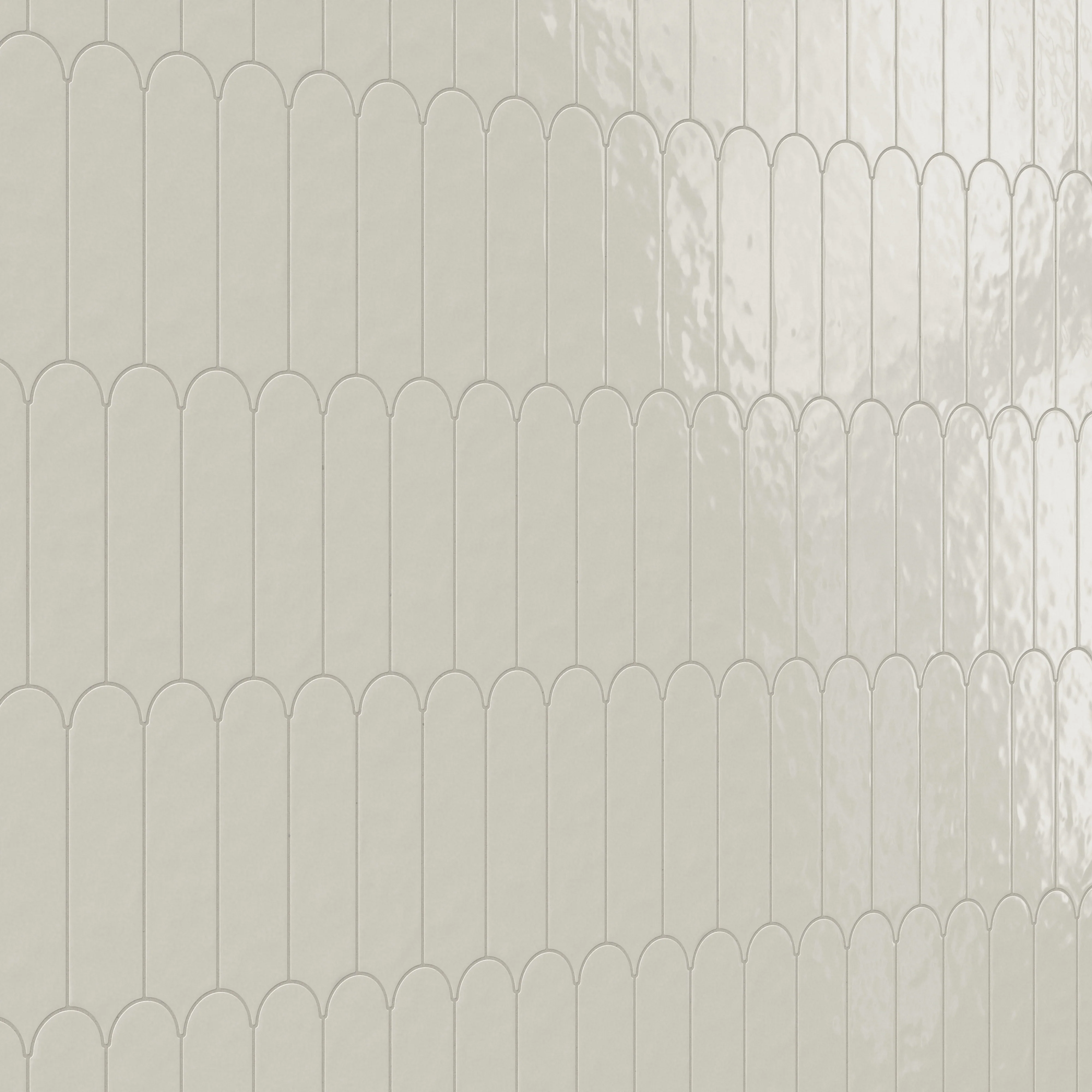Sarina 3 x 12 Glossy Ceramic Fishscale Tile in Shell - Image 5