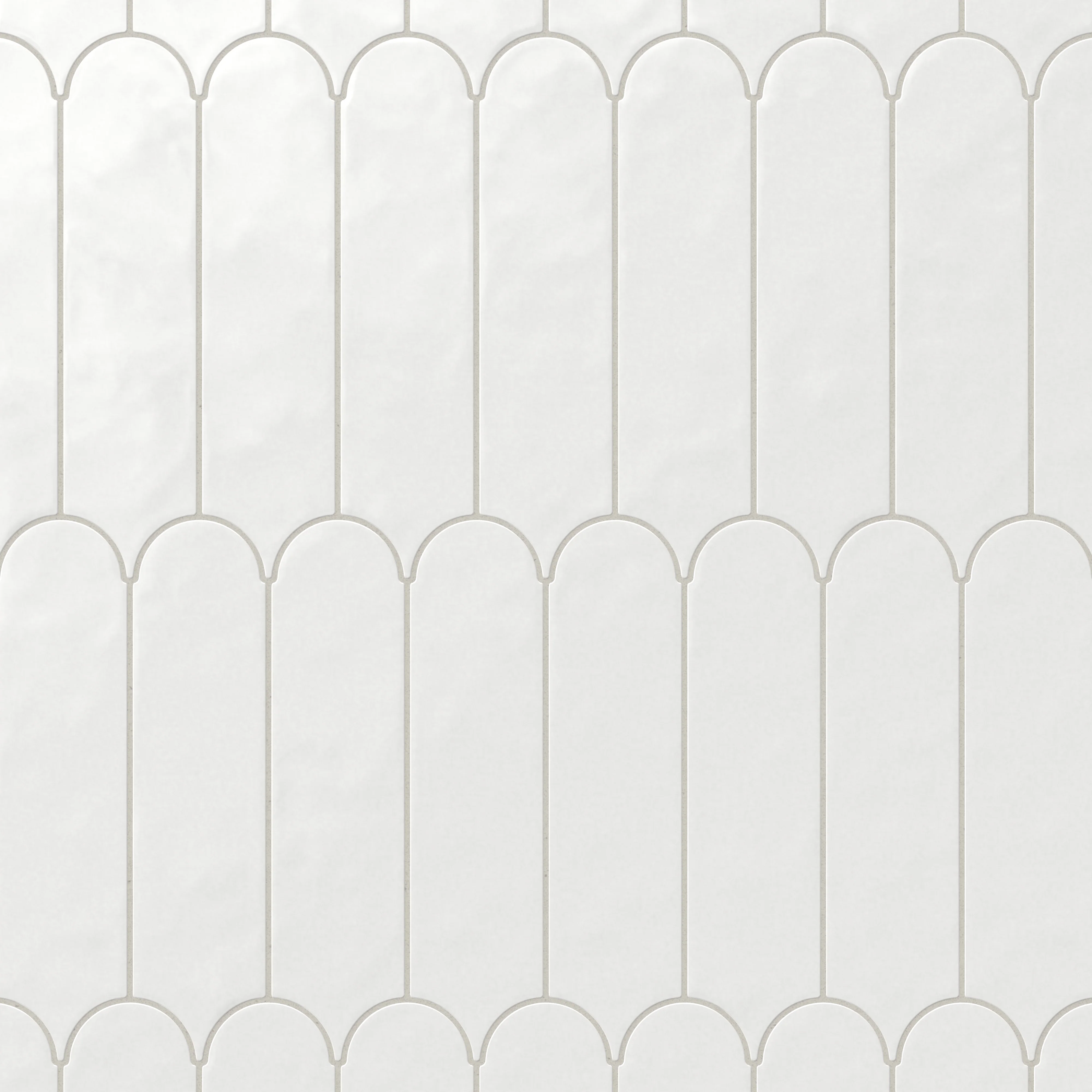 Sarina 3 x 12 Glossy Ceramic Fishscale Tile in White Ice