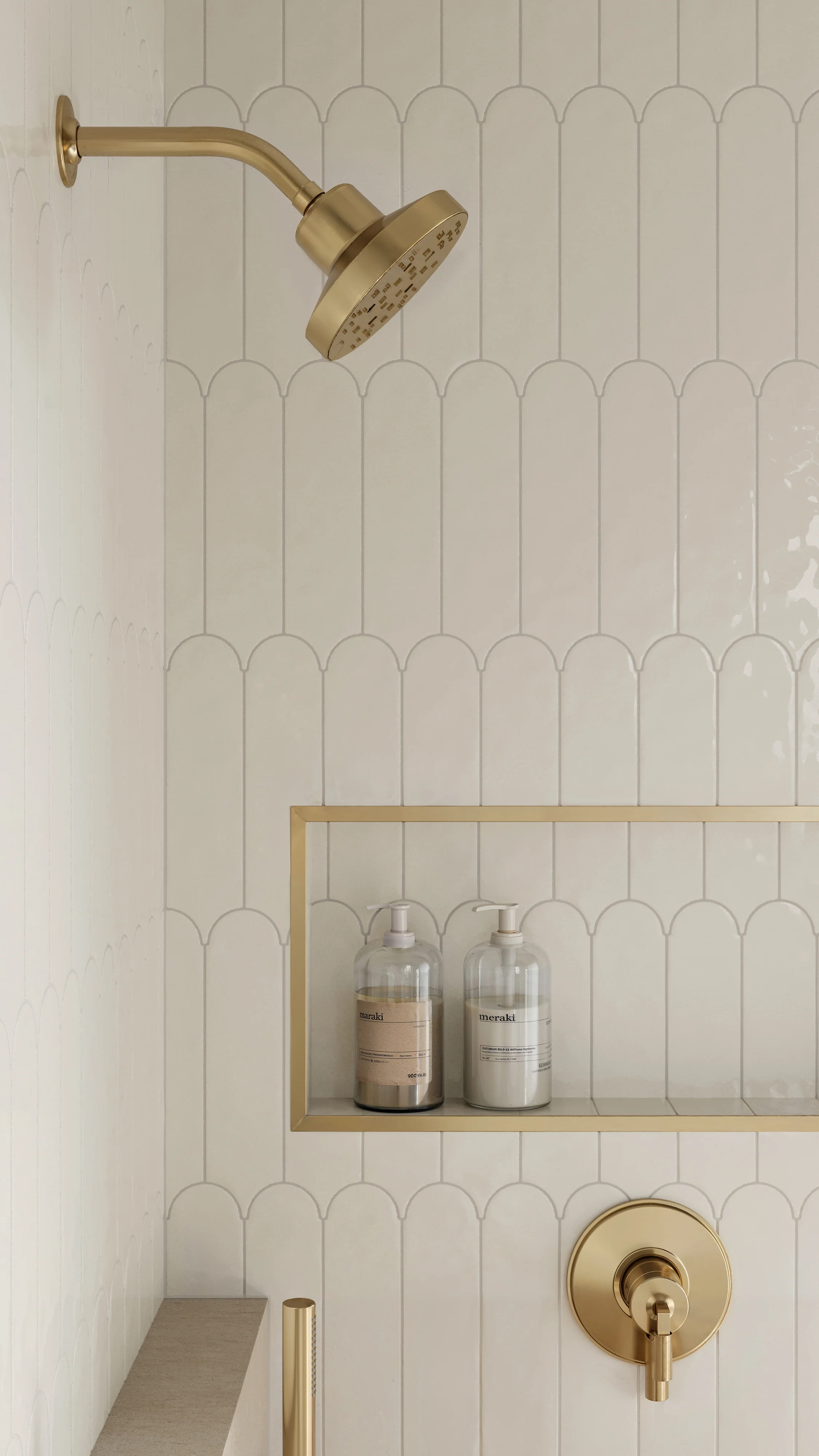 Sarina 3 x 12 Glossy Ceramic Fishscale Tile in White Ice - Image 10