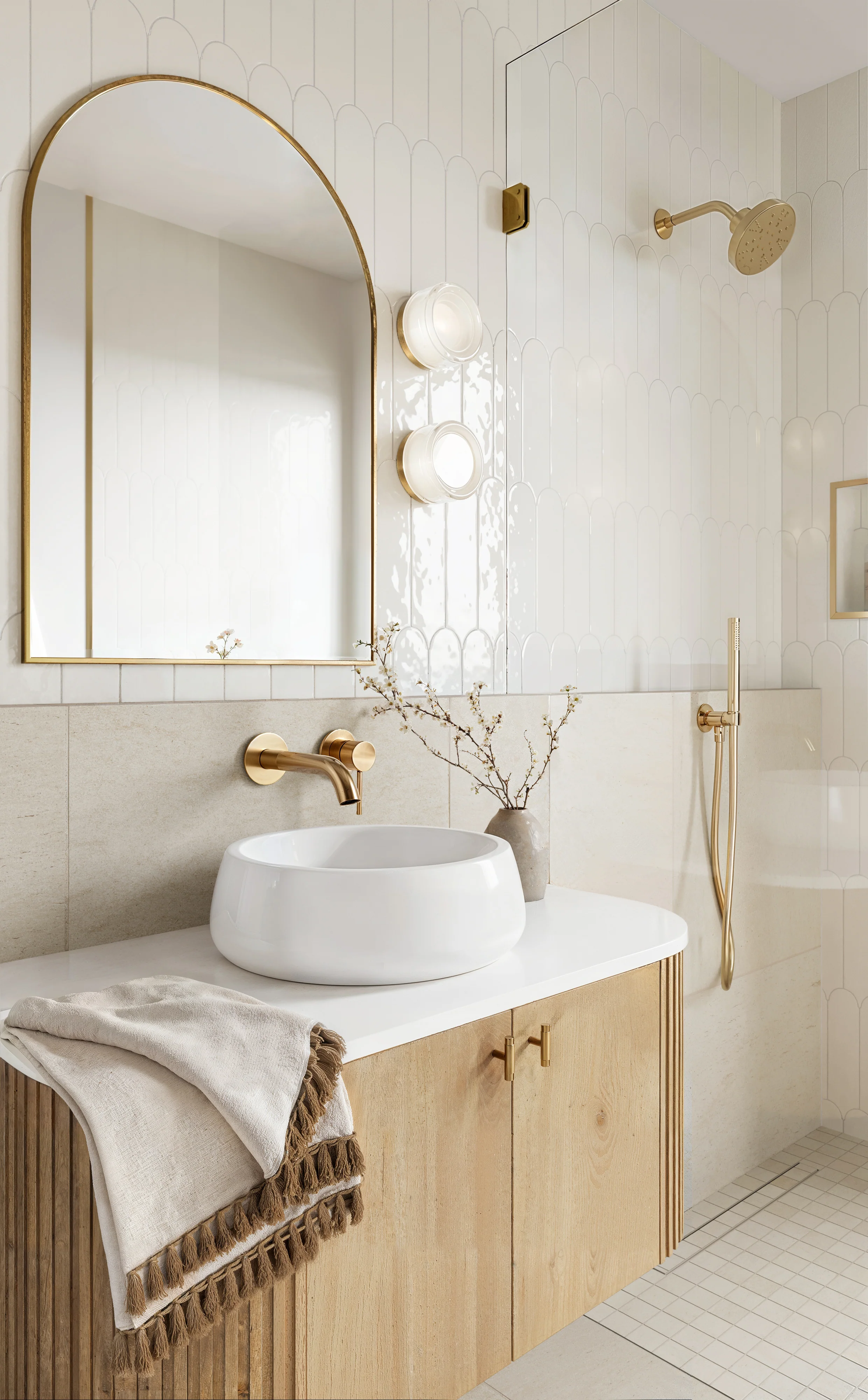 Sarina 3 x 12 Glossy Ceramic Fishscale Tile in White Ice - Image 13