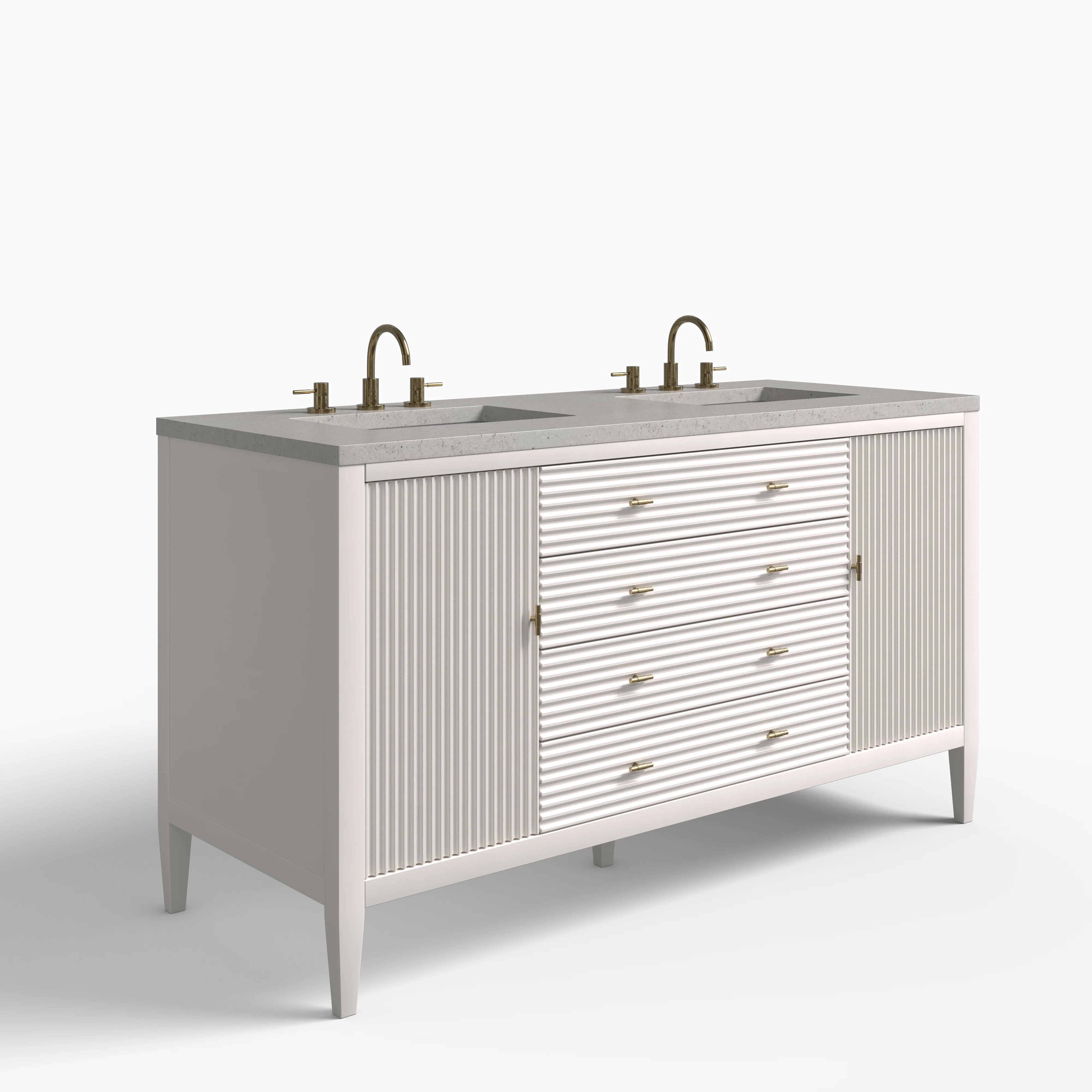 Sasha 60" Double Vanity in Bright White with 3 cm Lime Delight Quartz Top - Image 2