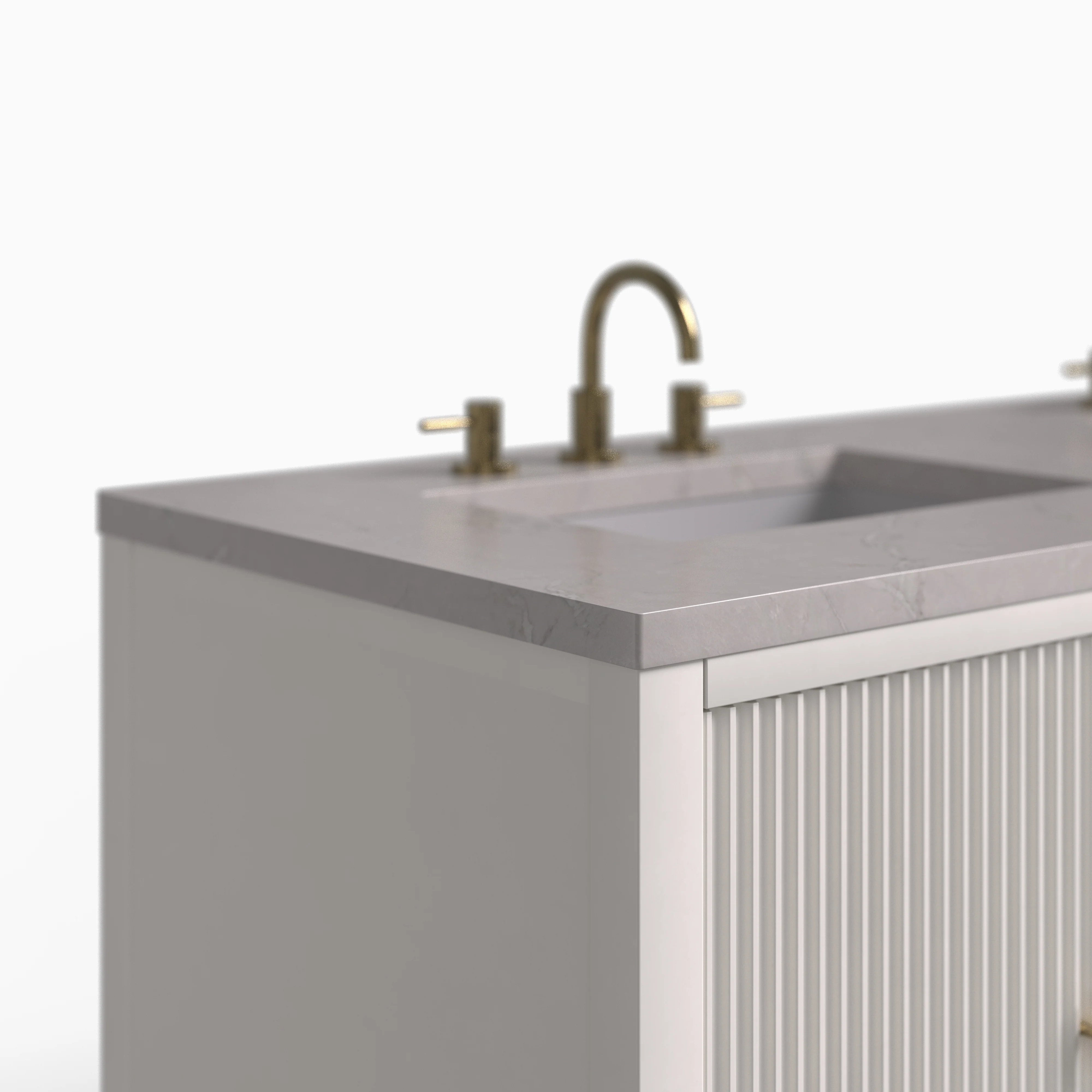 Sasha 60" Double Vanity in Bright White with 3 cm Victorian Silver Quartz Top - Image 4
