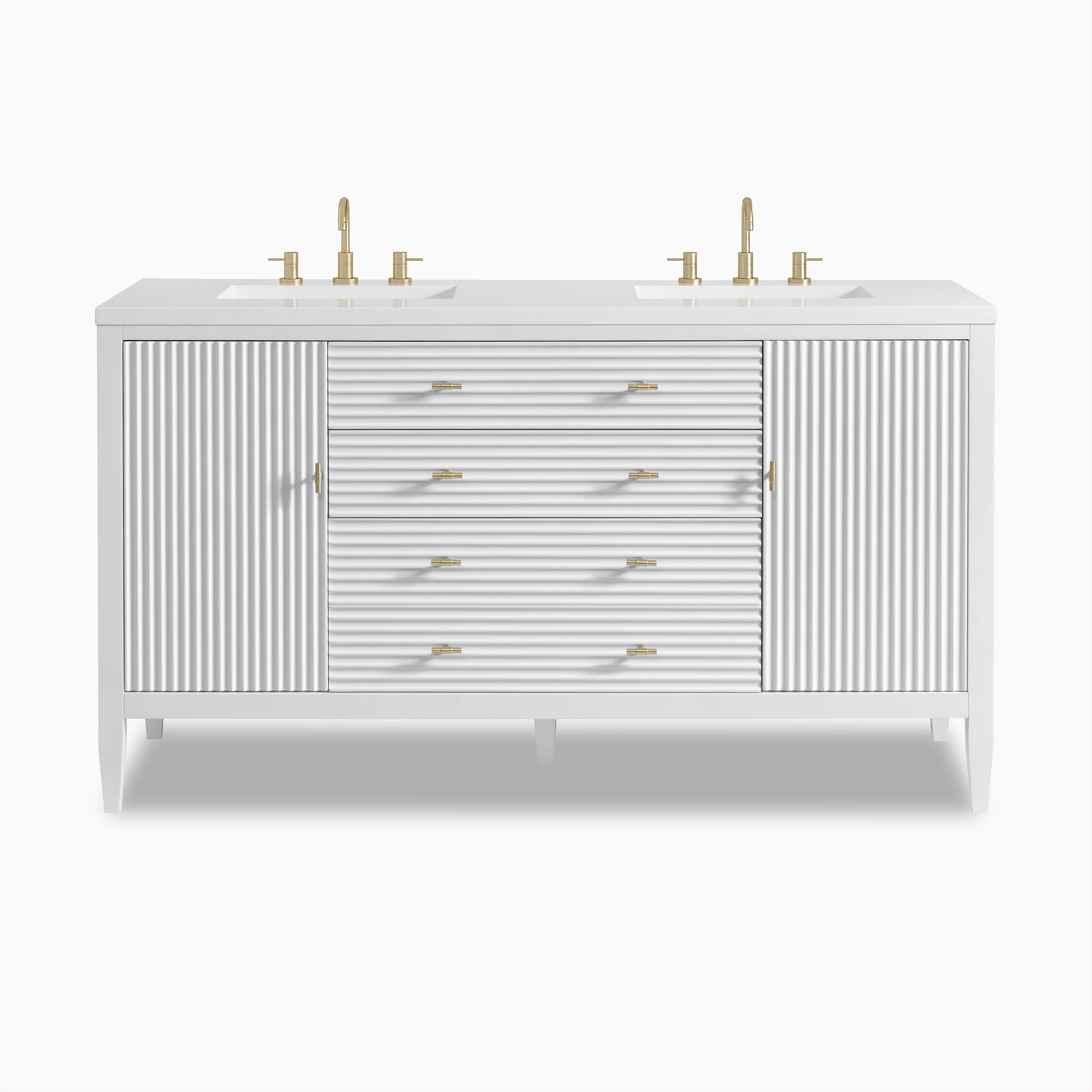 Sasha 60" Double Vanity in Bright White with 3 cm White Zeus Quartz Top