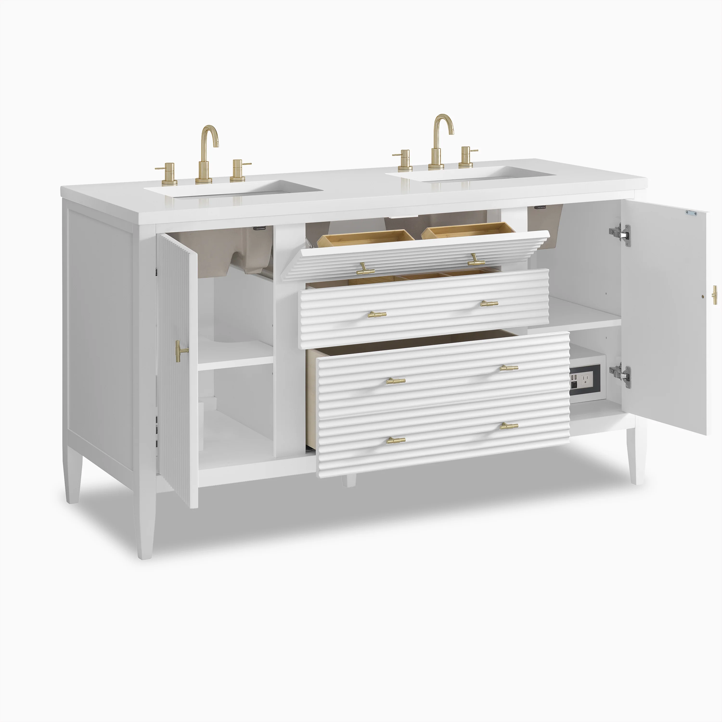 Sasha 60" Double Vanity in Bright White with 3 cm White Zeus Quartz Top - Image 3