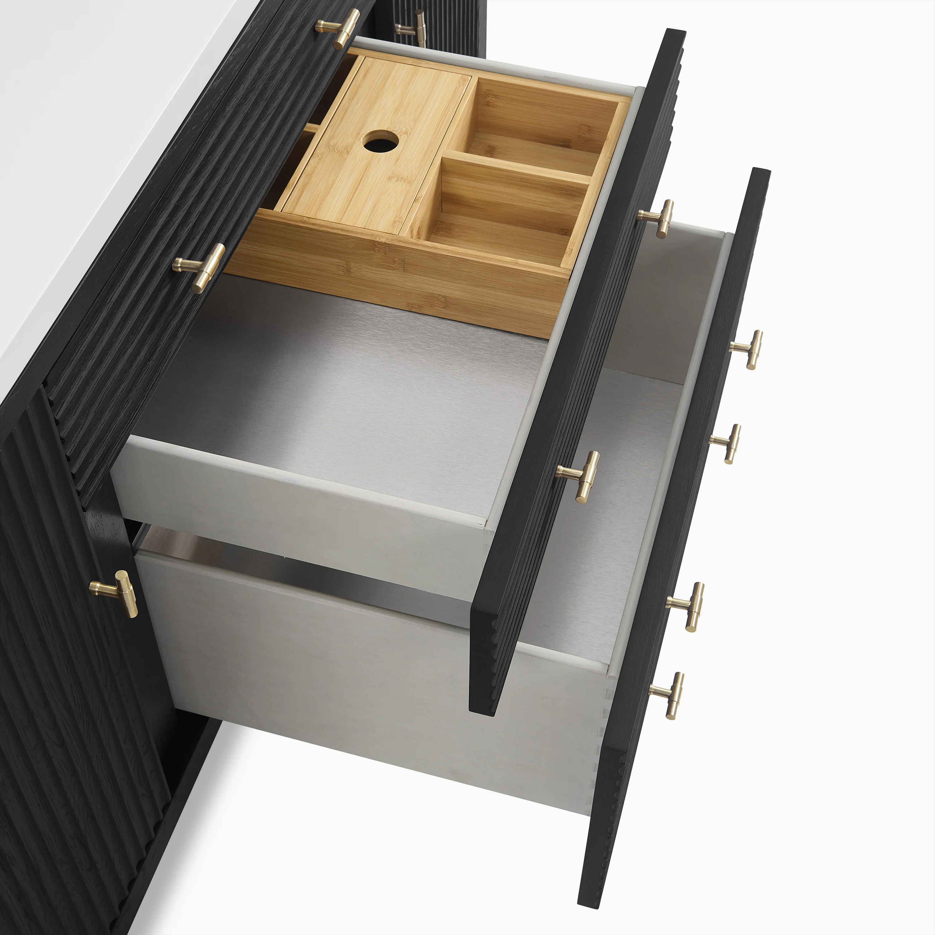 Sasha 60" Double Vanity in Carbon Oak with 3 cm White Zeus Quartz Top - Image 7