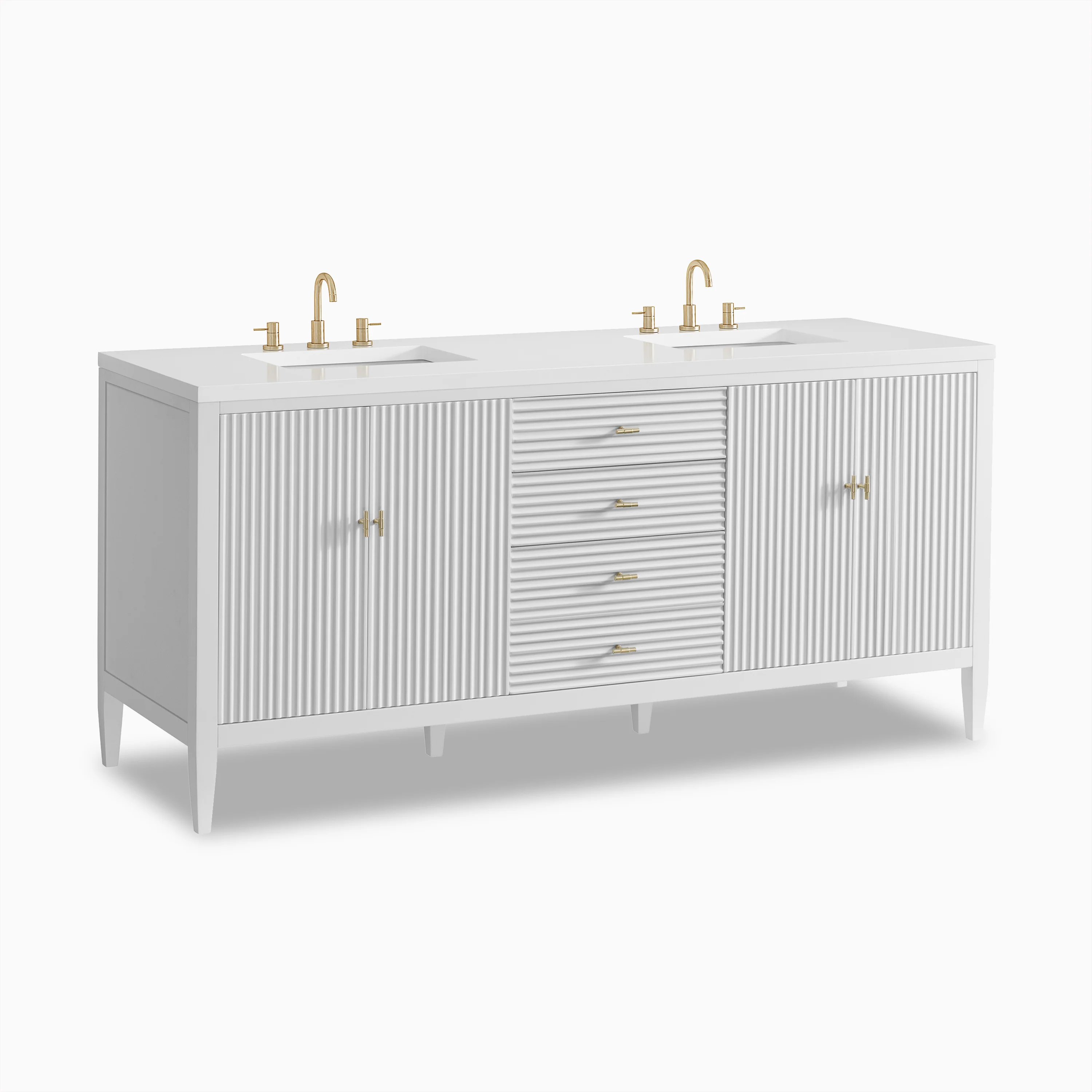 Sasha 72" Double Vanity in Bright White with 3 cm White Zeus Quartz Top - Image 2
