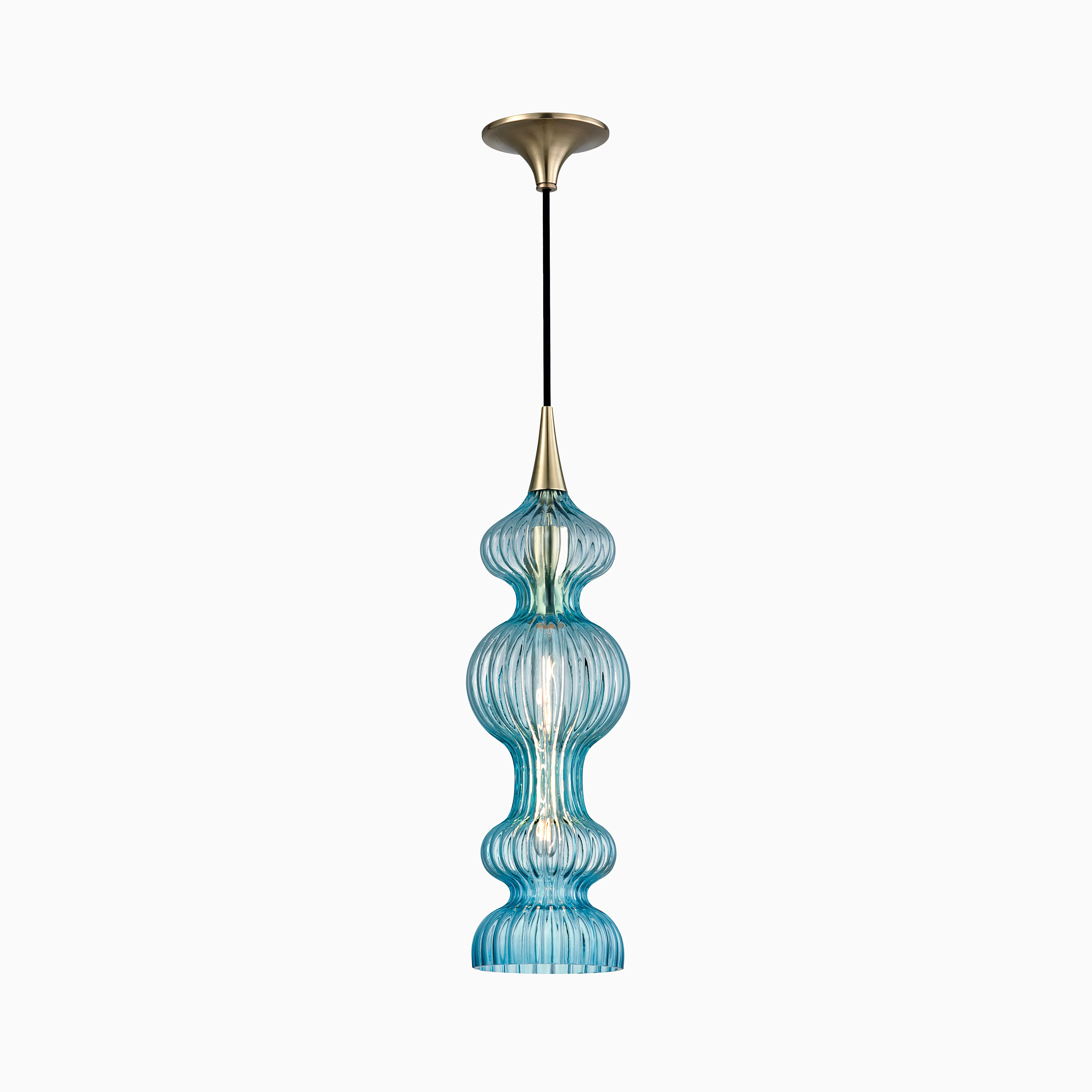 Satine Pendant In Aged Brass Blue - Image 3
