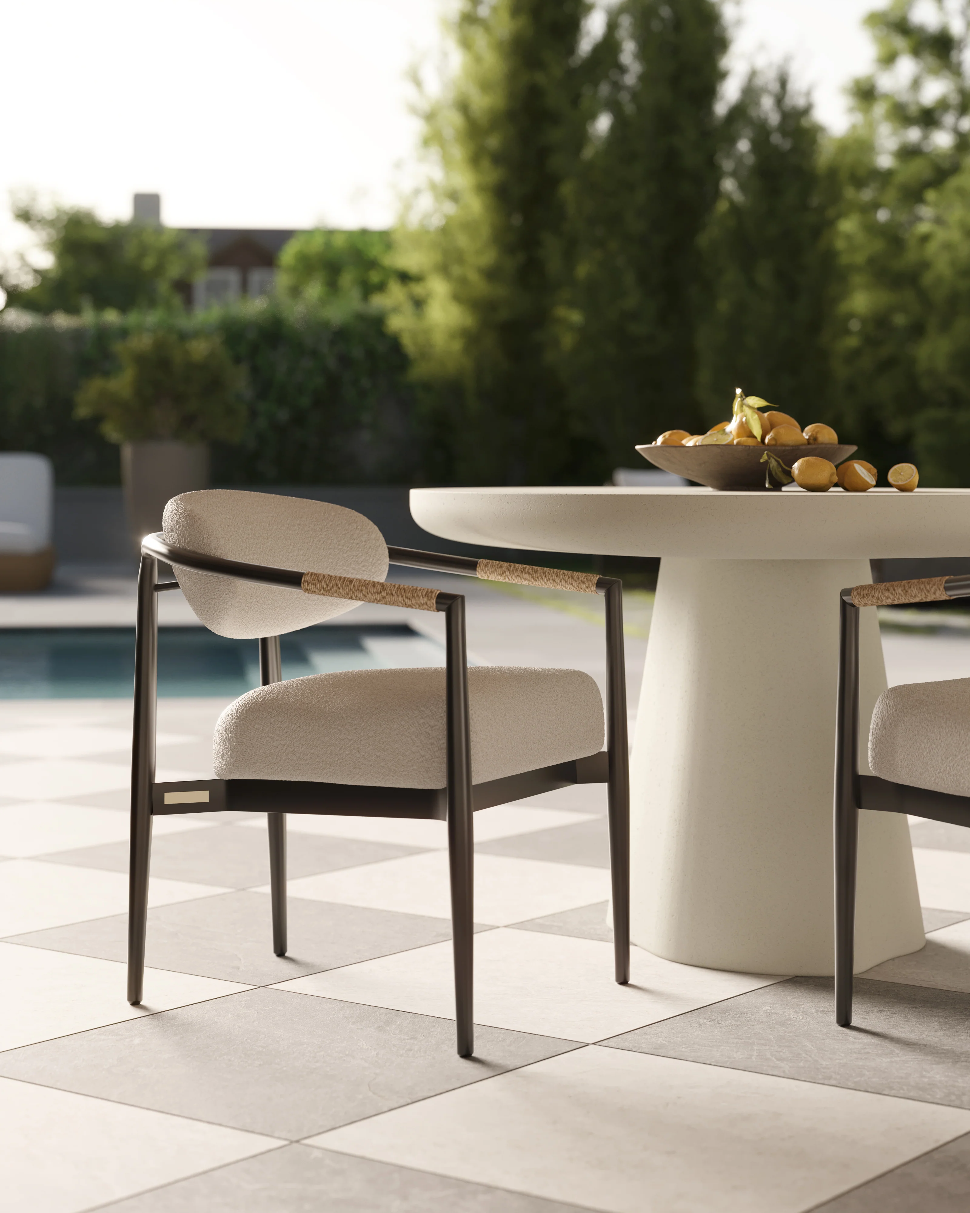 Selena 55" Outdoor Dining Table in Cream - Image 7