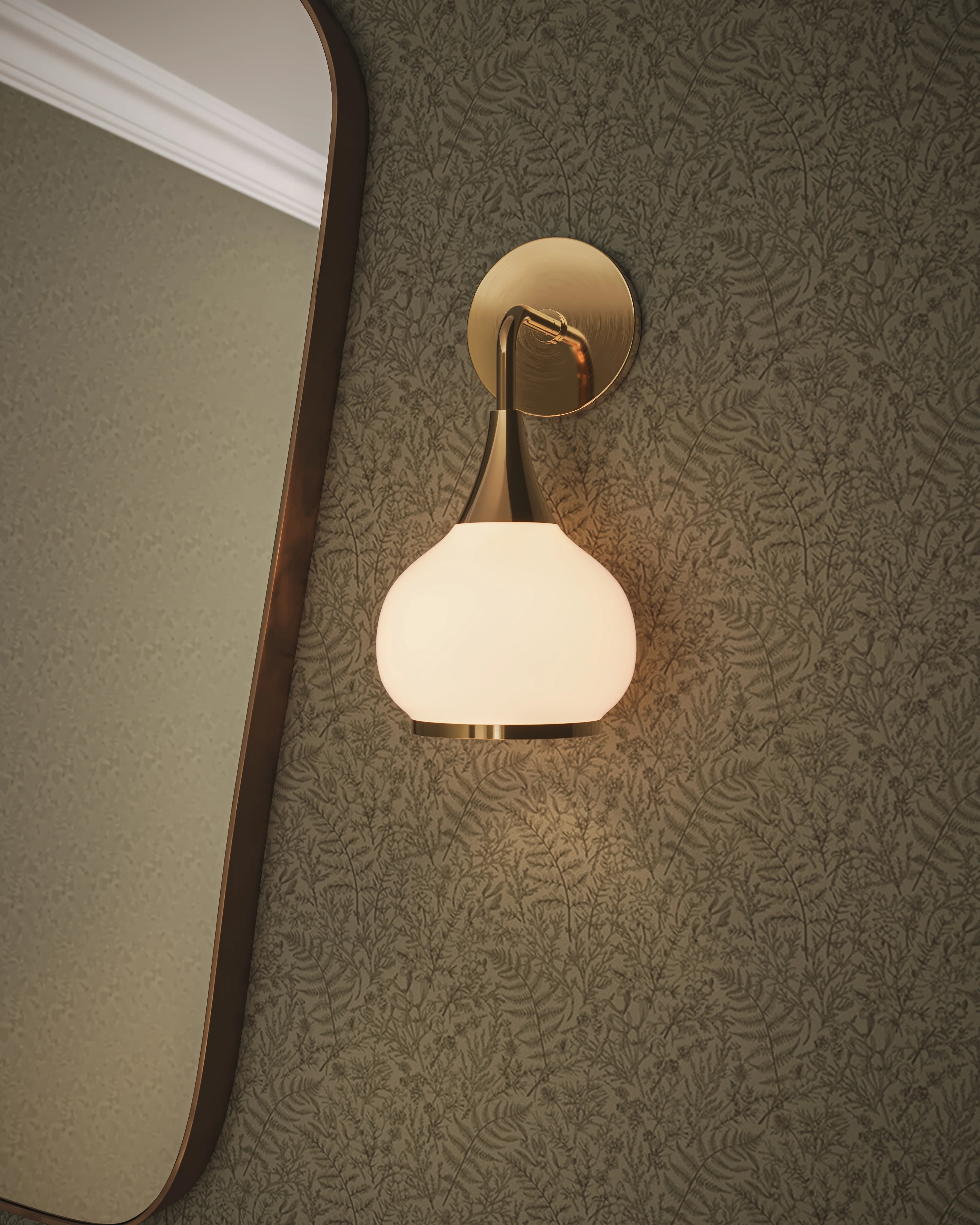 Strafford Wallpaper in Olive Night II, 52" x 132" - Image 5