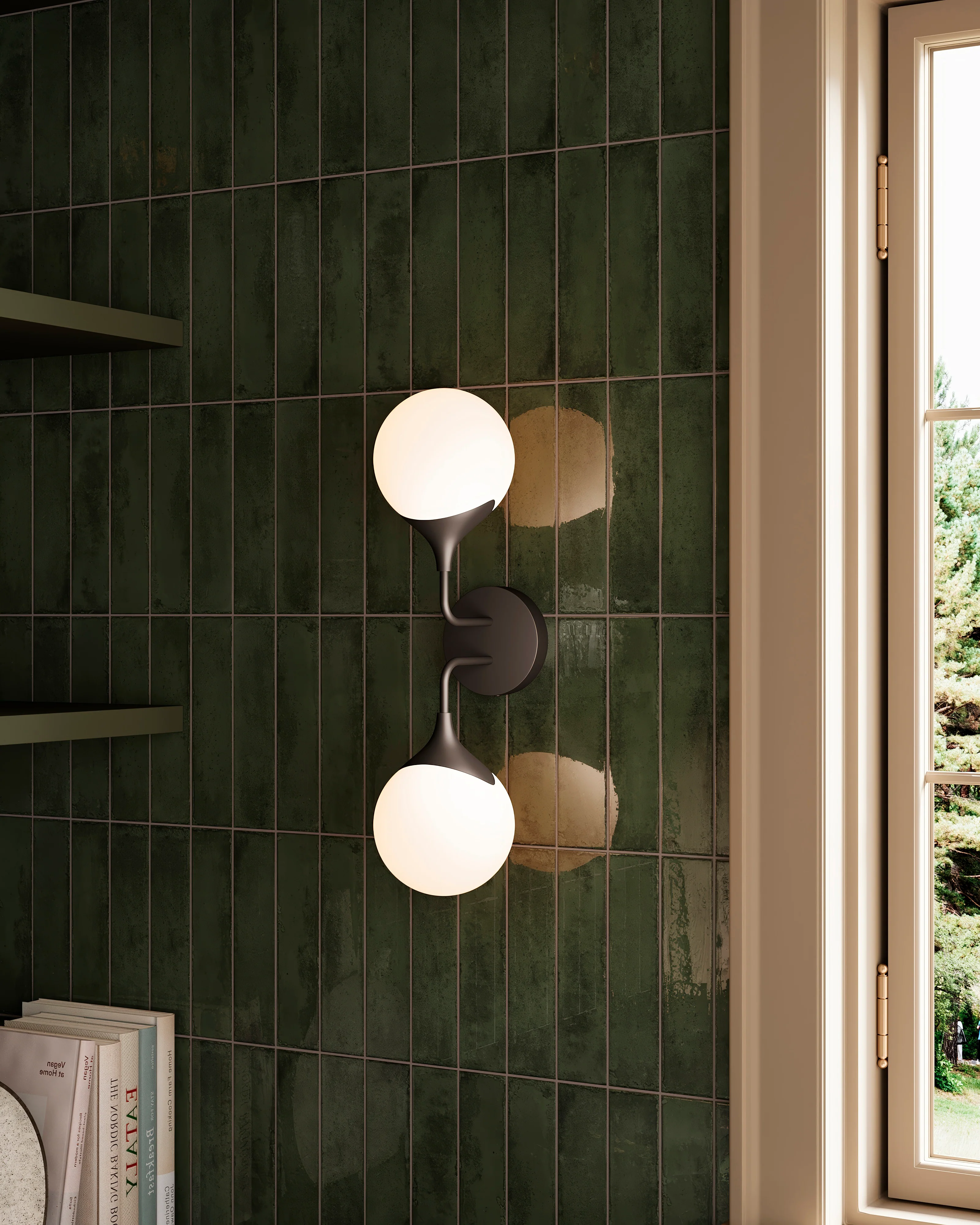 Sylvia 19" 2 Lights Wall/Vanity Light in Matte Black/Opal Matte Glass - Image 2