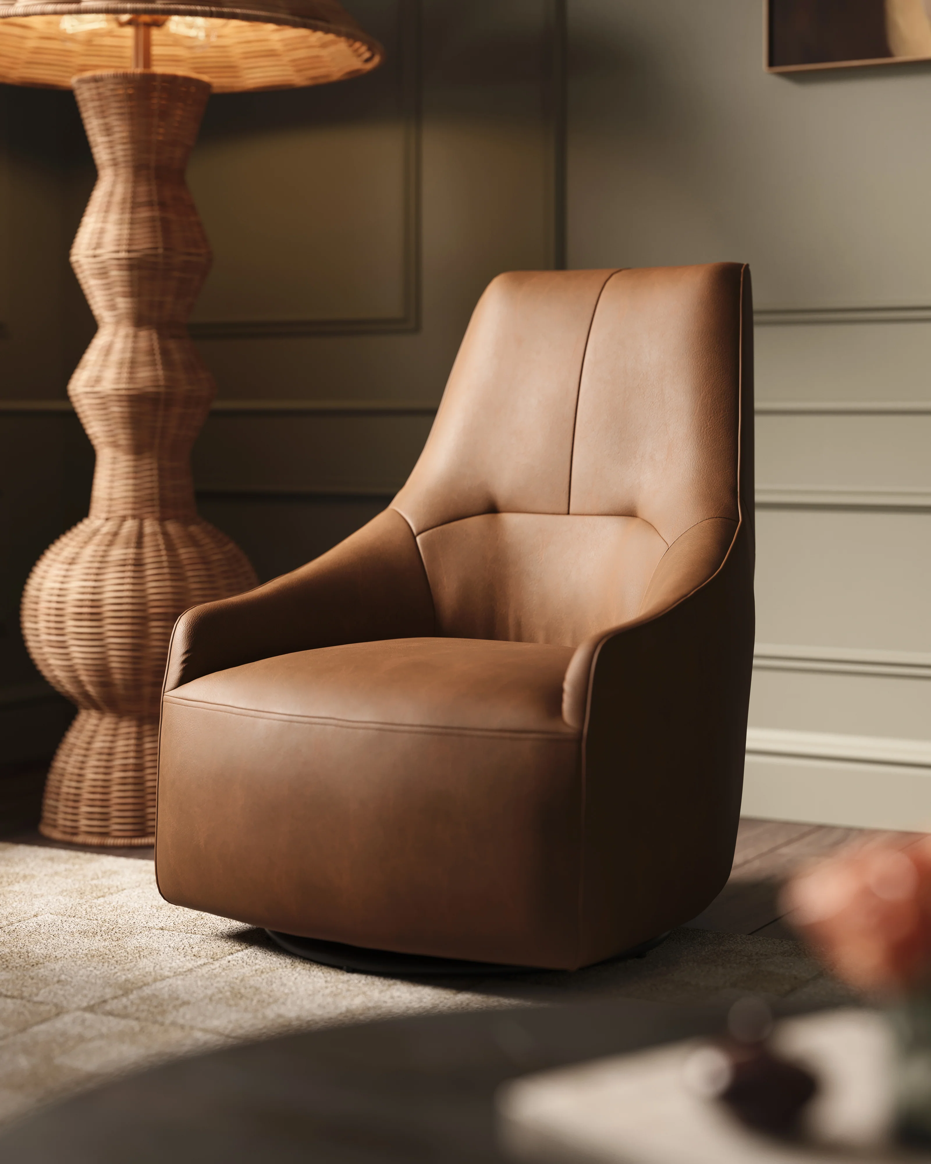 Valerio Swivel Lounge Chair in Brown - Image 2